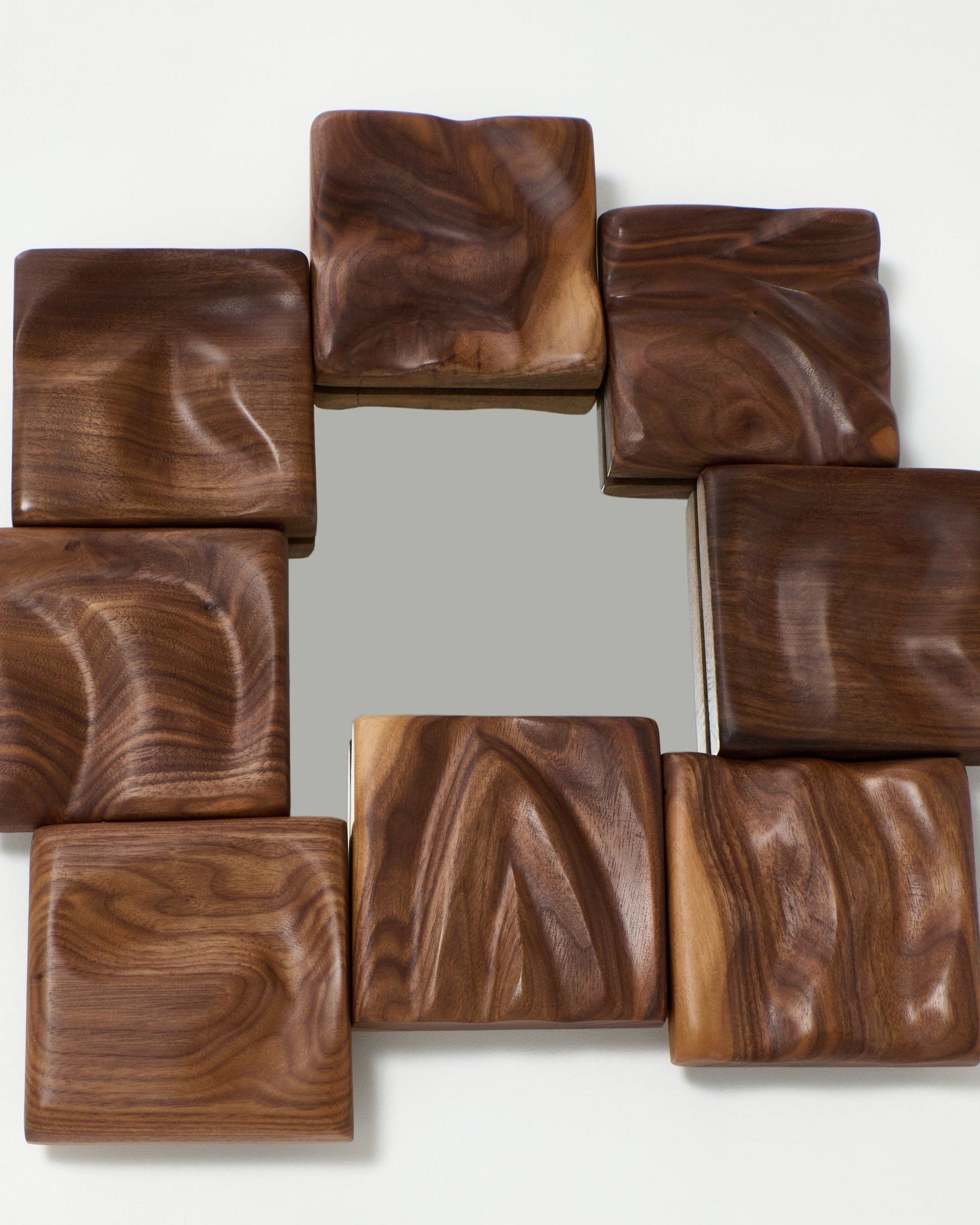 Small Catarina Mirror — top view of handcrafted wooden frame