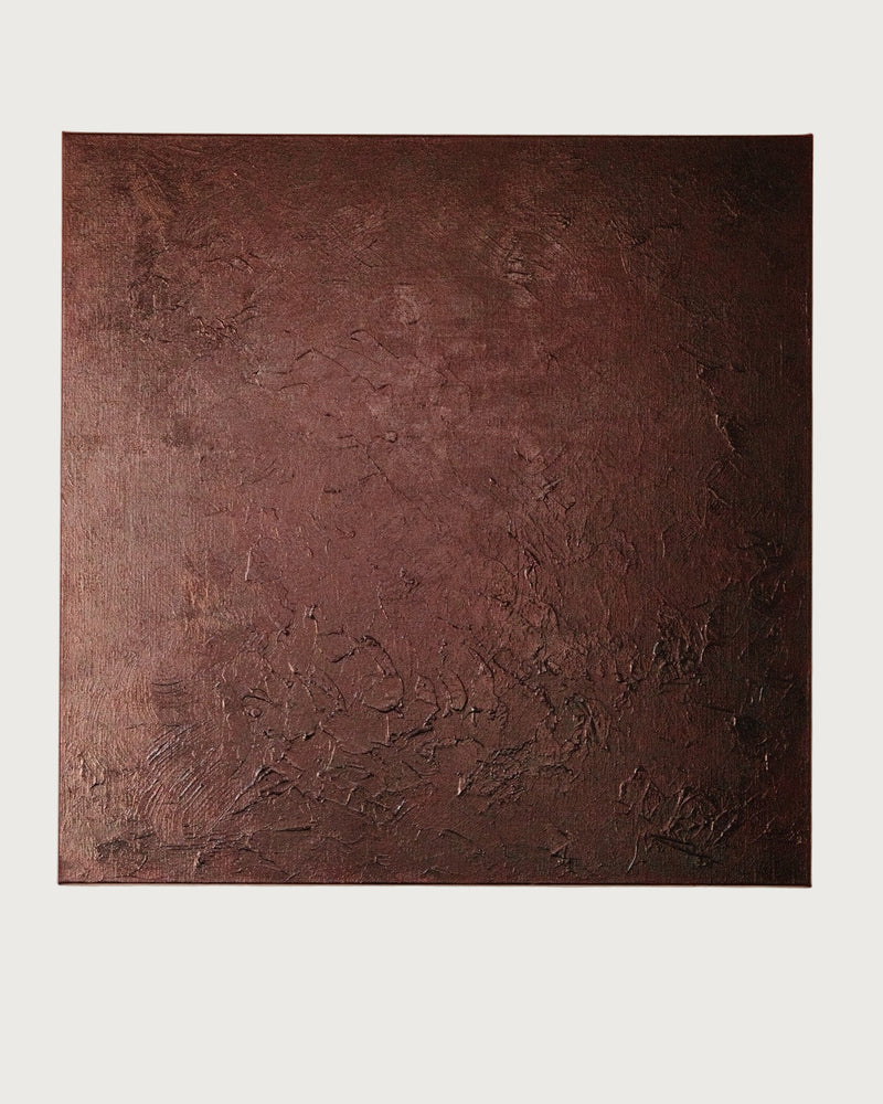Dark burgundy textured acrylic painting with rich impasto brushwork