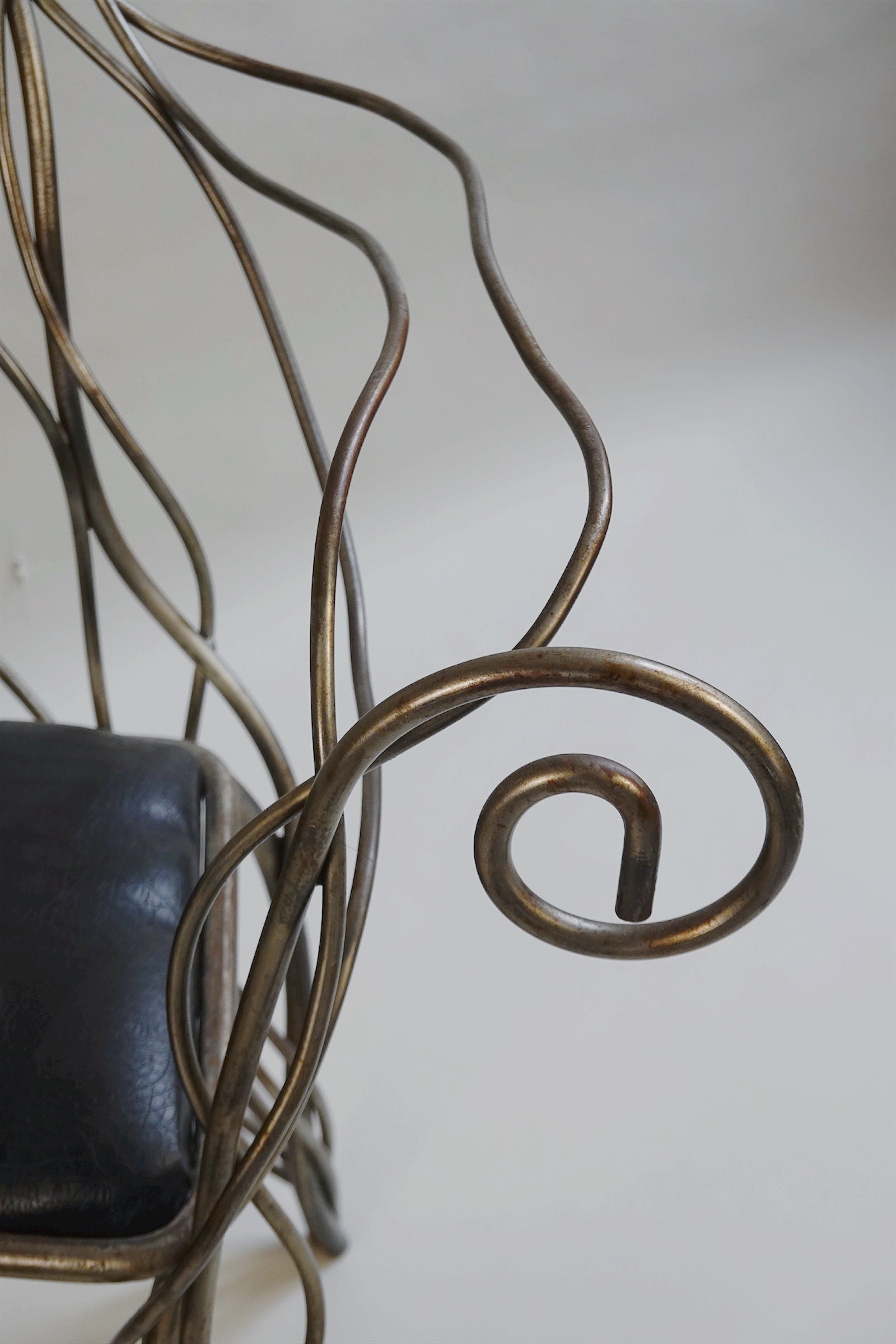 Iron High Back Chair in the manner of André Dubreuil c.1990's — close-up