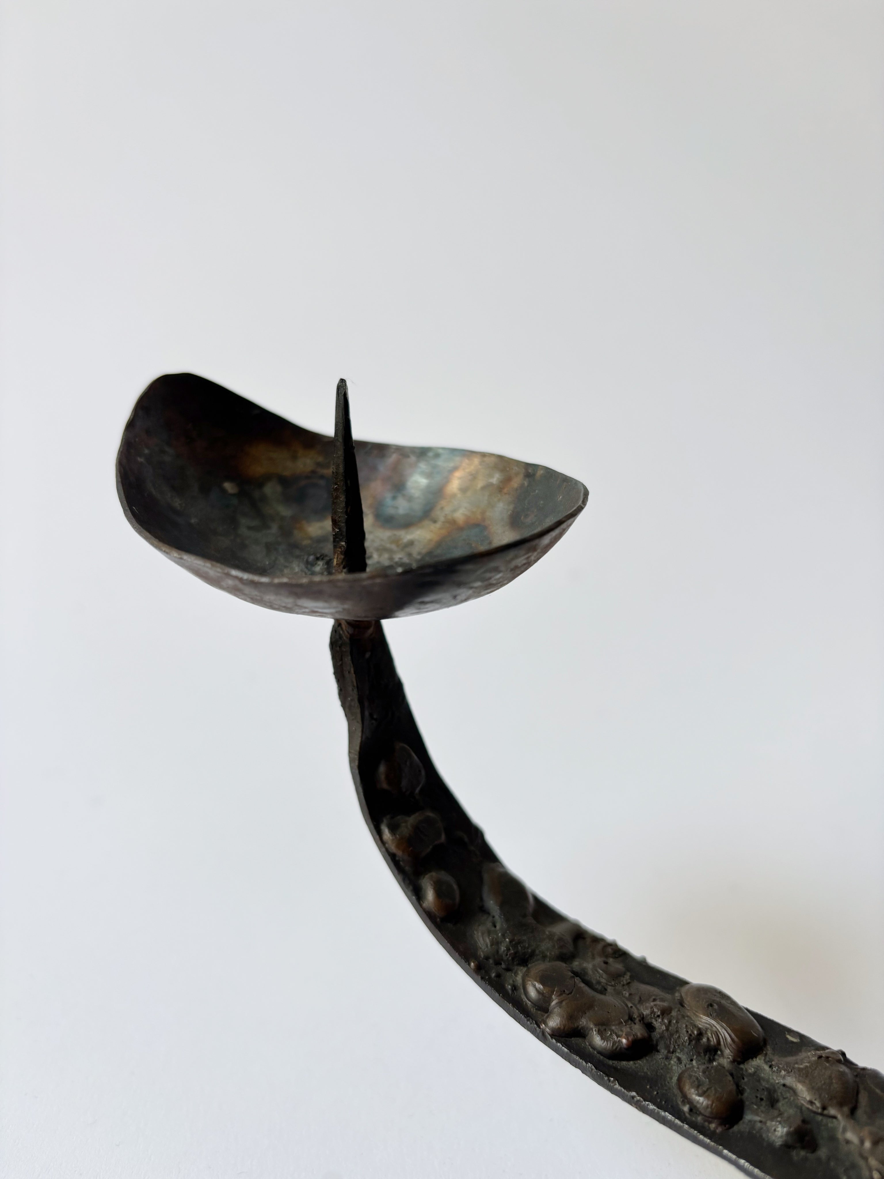 Brutalist Artisan 3 Arm Candlestick, Poland — lifestyle setting