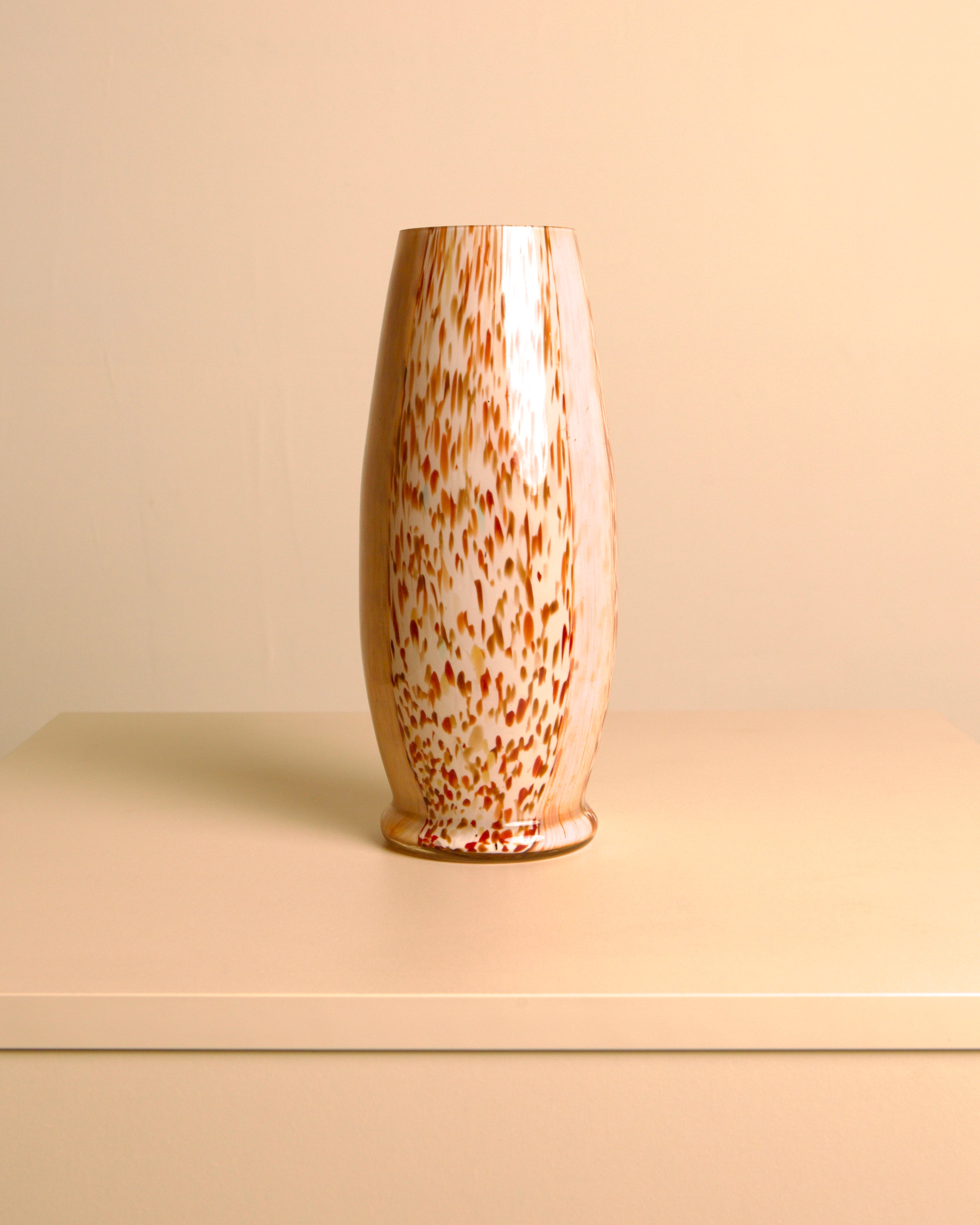 Brown & White Speckled Murano Glass Vase, Italy, 1980s by Treaptyque | The Oblist