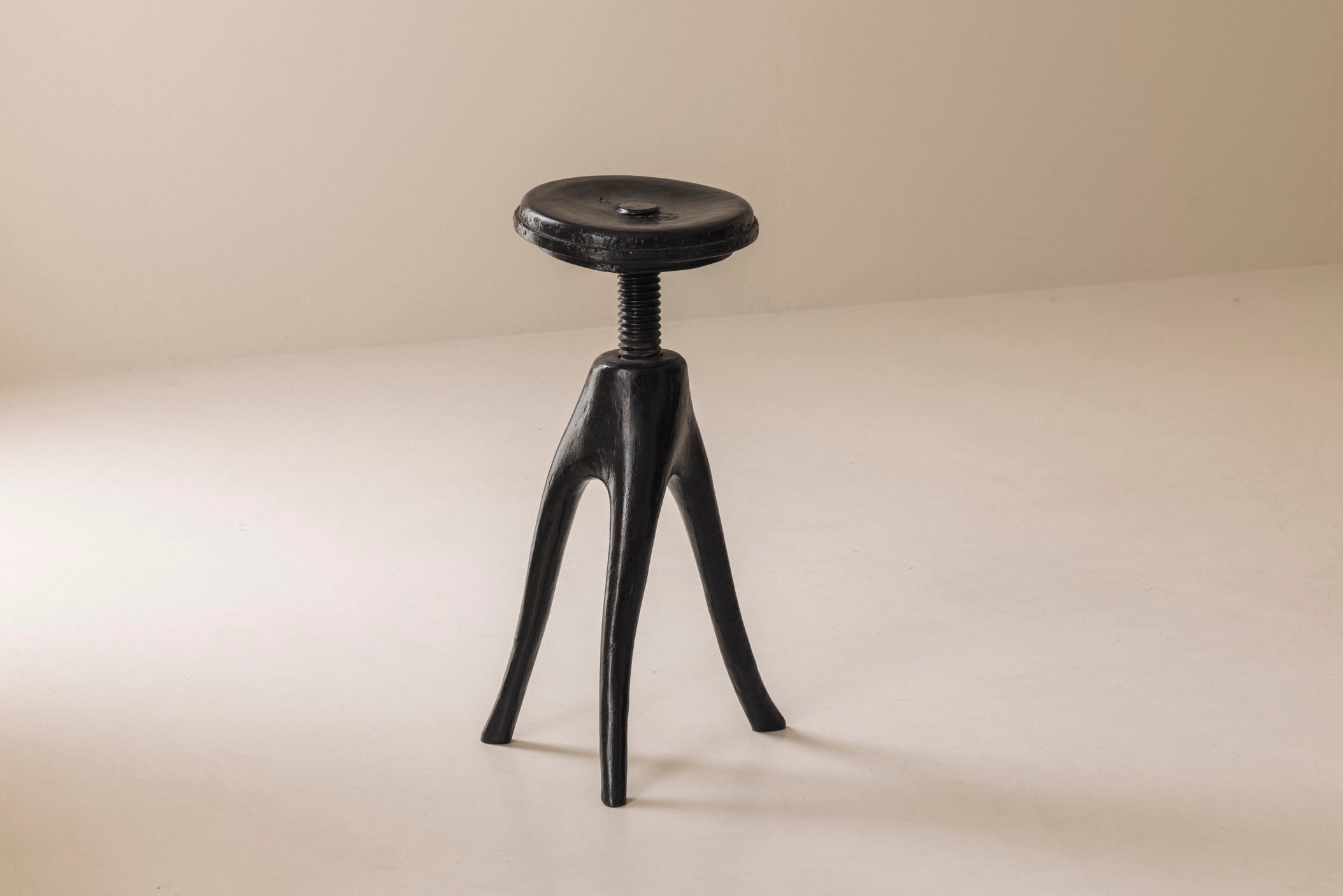 Danish Organic Tripod Stool with Adjustable Seat, Early 20th Century by Modern Living | The Oblist
