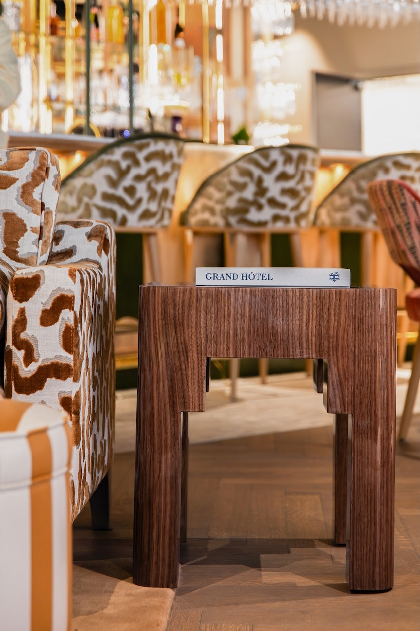 Adrian Side Table - Glossy Walnut — detail view