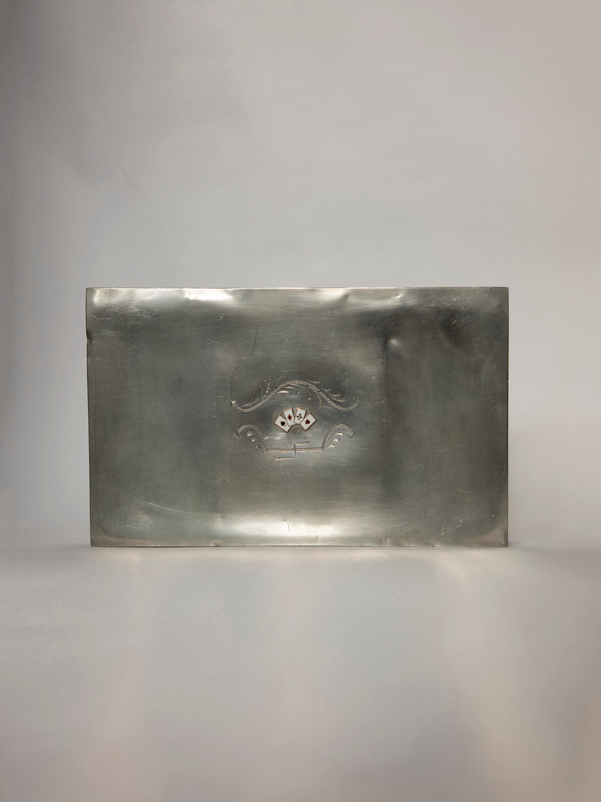 1931 Swedish Art Deco Pewter & Enamel Playing Card Box by Trove Paris | The Oblist