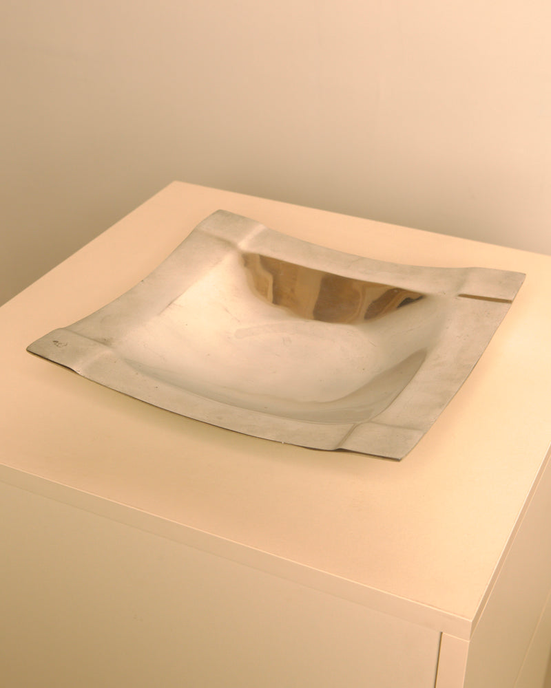 Large Italian Polished Aluminium Square Vide-Poche / Catchall, 1980s by Treaptyque | The Oblist