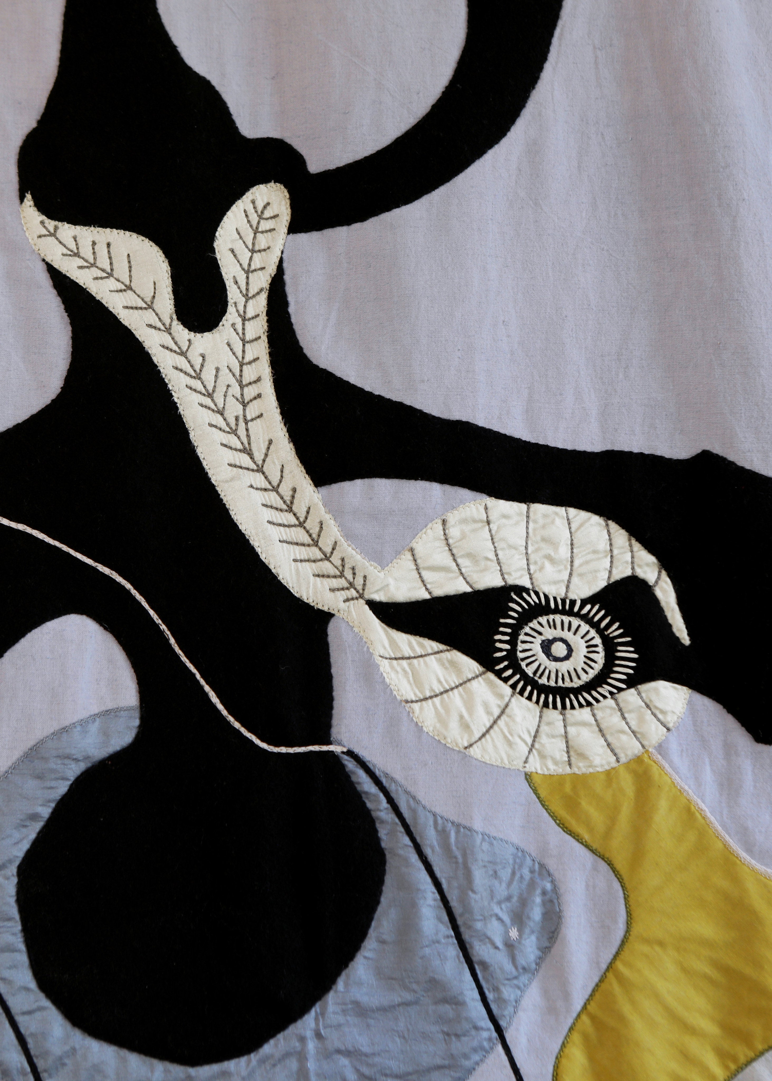 Languid Parts Hand Sewn Silk Tapestry — side angle