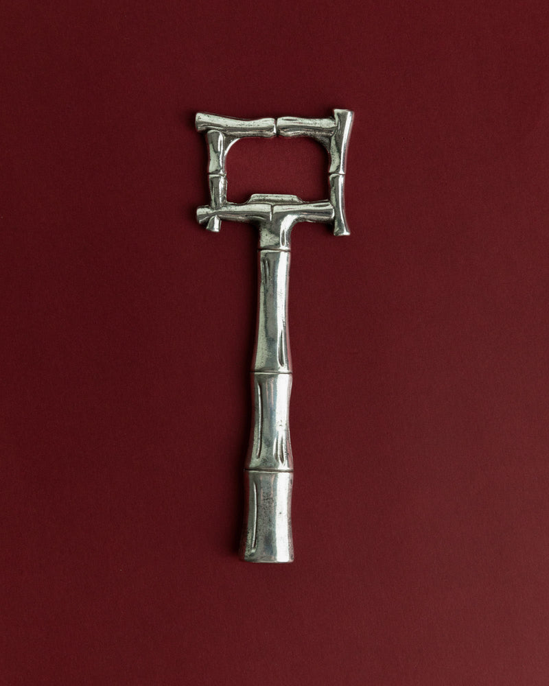 Vintage 1970s Silver Plated Bottle Opener, Bamboo Design by Bottega Jacobs | The Oblist — silver metal, vintage design