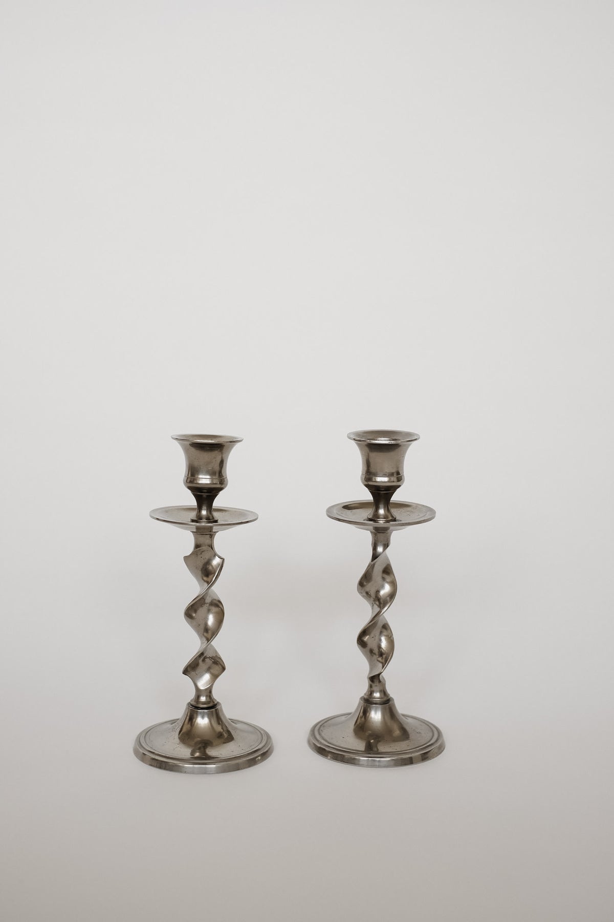 Set of 2 Elegant Vintage Twisted Candlesticks by septembre studios | The Oblist