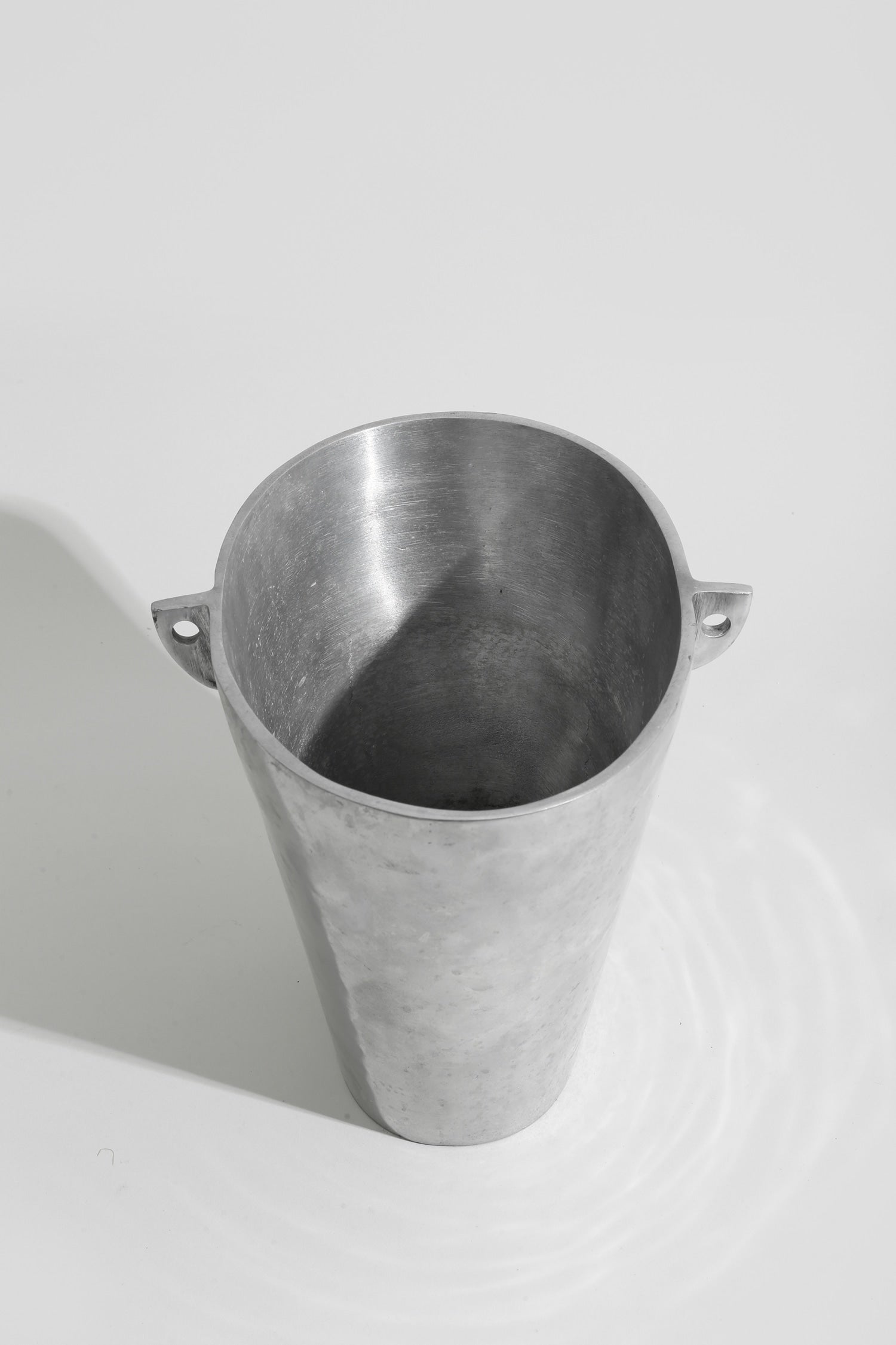 Form Sculpture Chrome Vase — top view of polished chrome finish