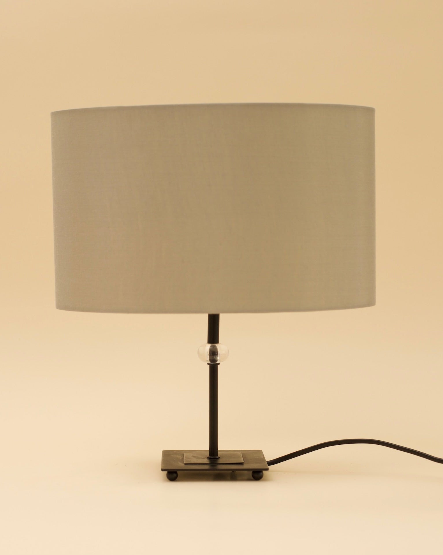 GUNTA Table Lamp by SÒLER | The Oblist — modern gray fabric shade