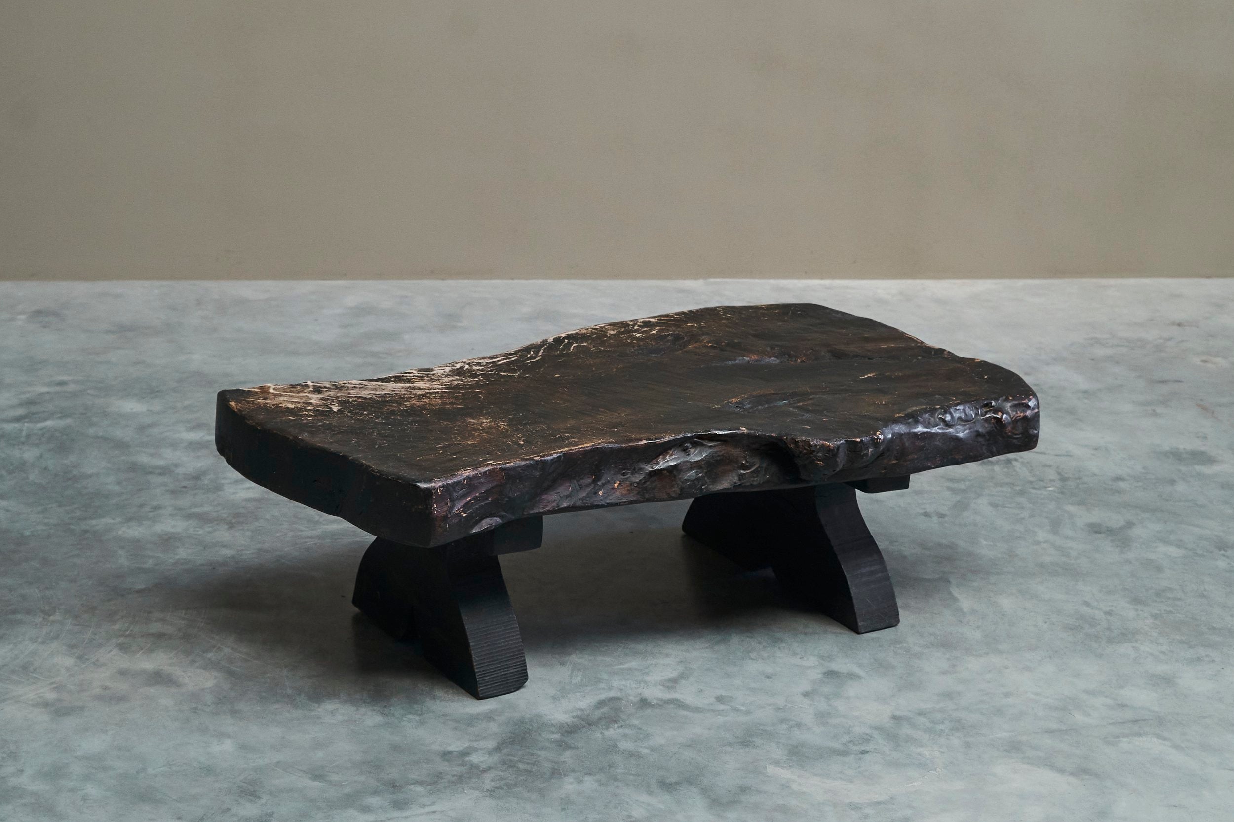 Sculptural Live Edge Coffee Table in Solid Dark Stained Wood — view 9