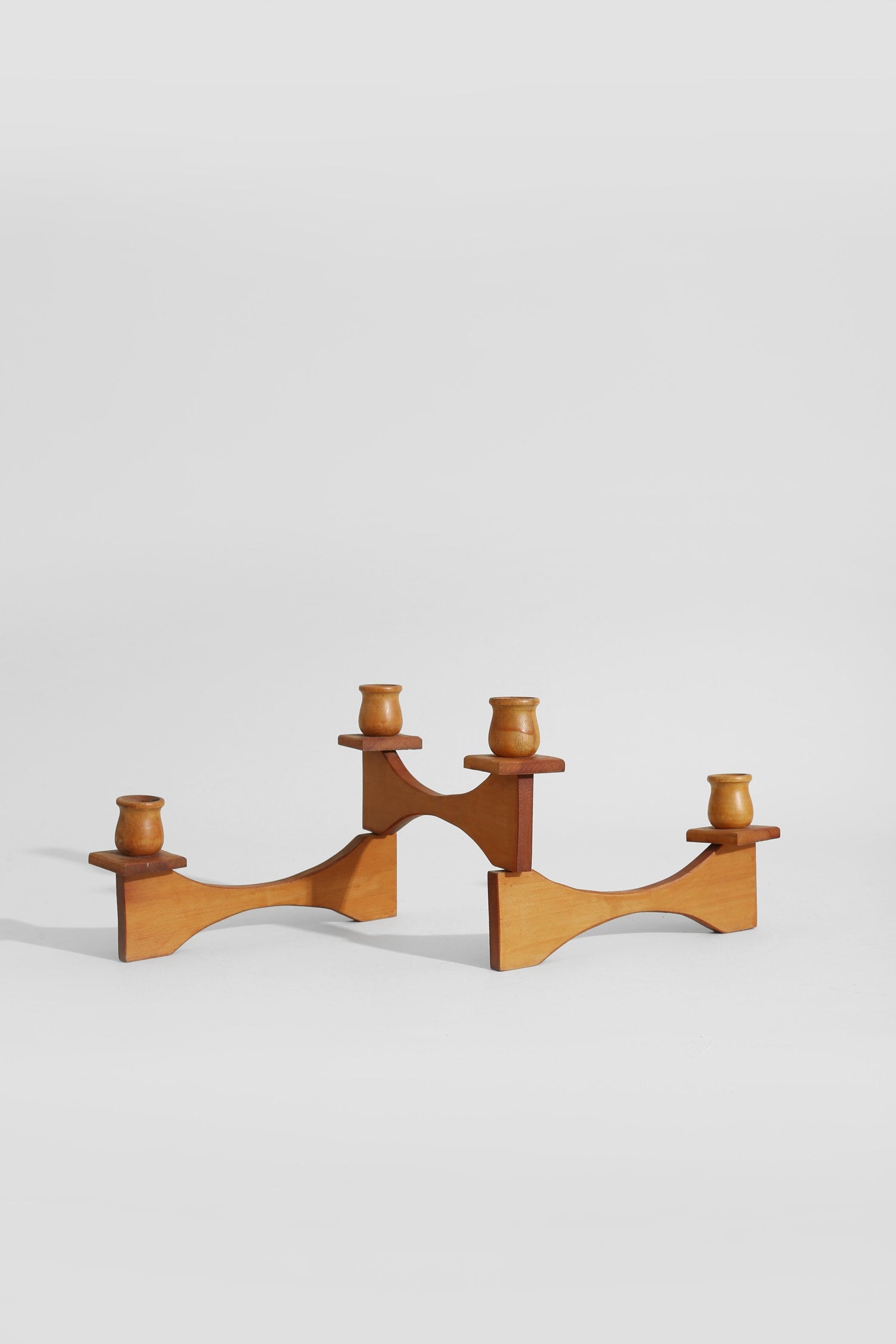 Expandable Wood Candelabra — close-up of warm wood finish and candle holders