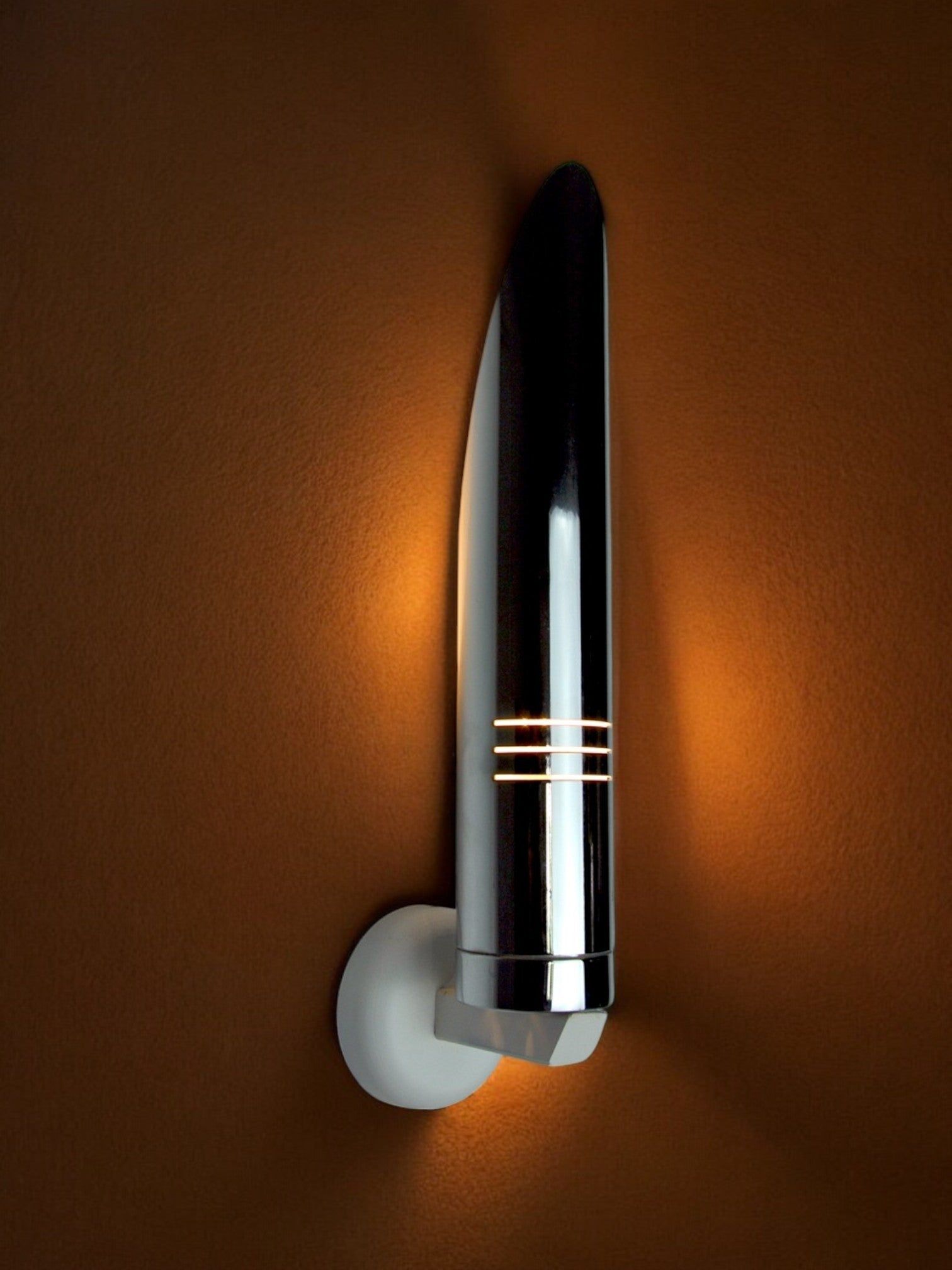 Tubular Space Age Wall Lamp, Italy, 1970s — side angle