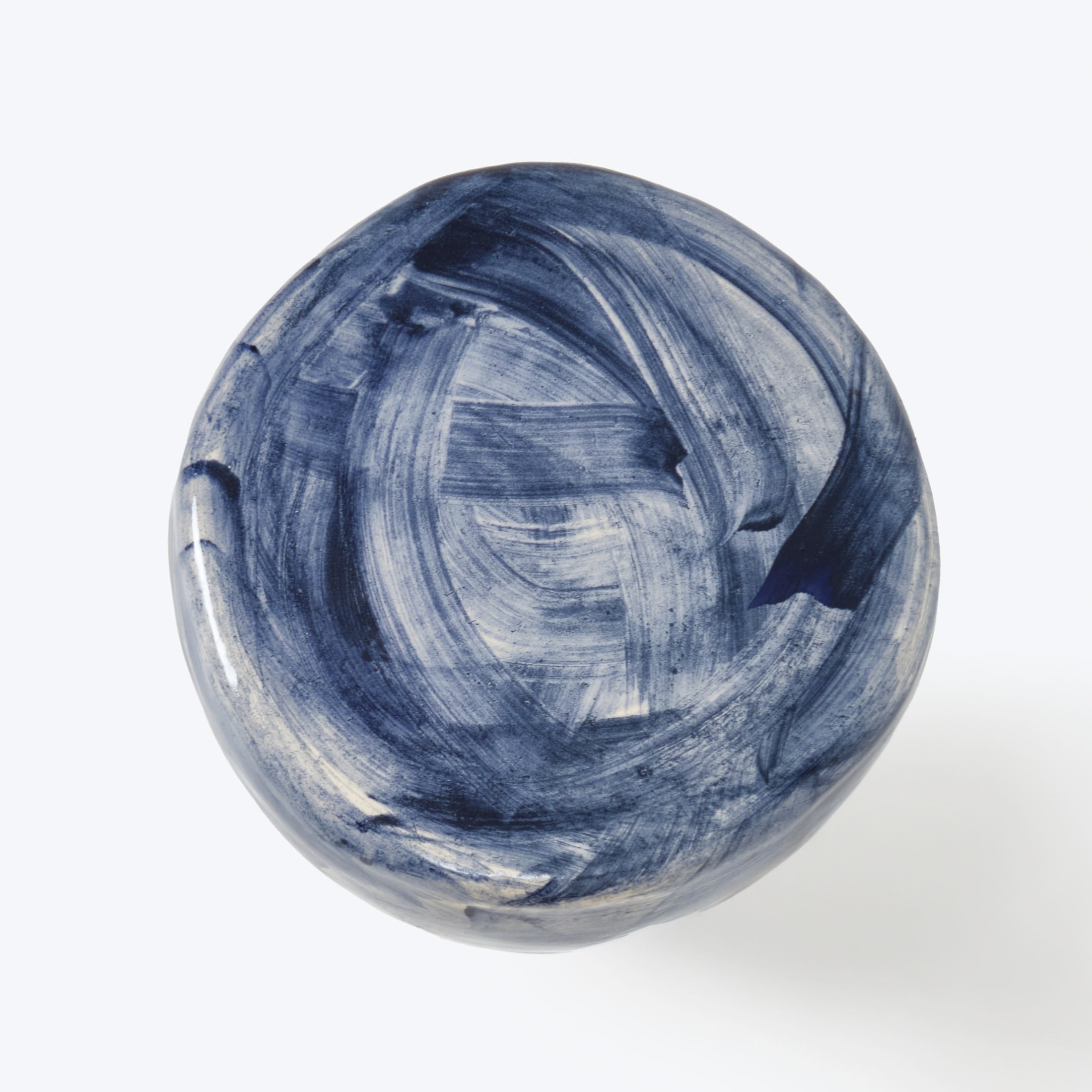 Medium Ceramic Side Table — top view of blue marbled surface