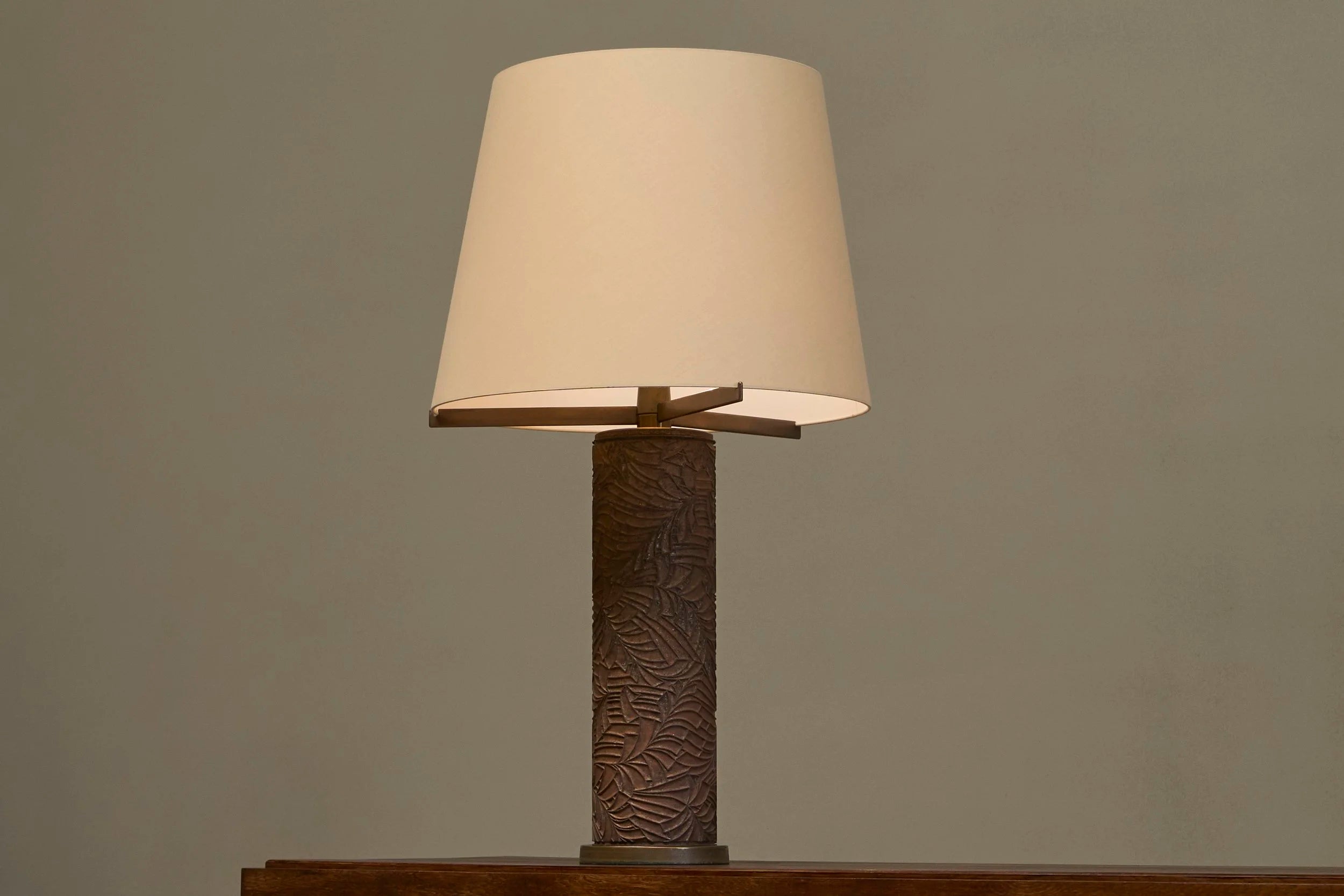 Antoine Callebaut Monumental Table Lamp in Patinated Bronze Belgium 1970s — in context