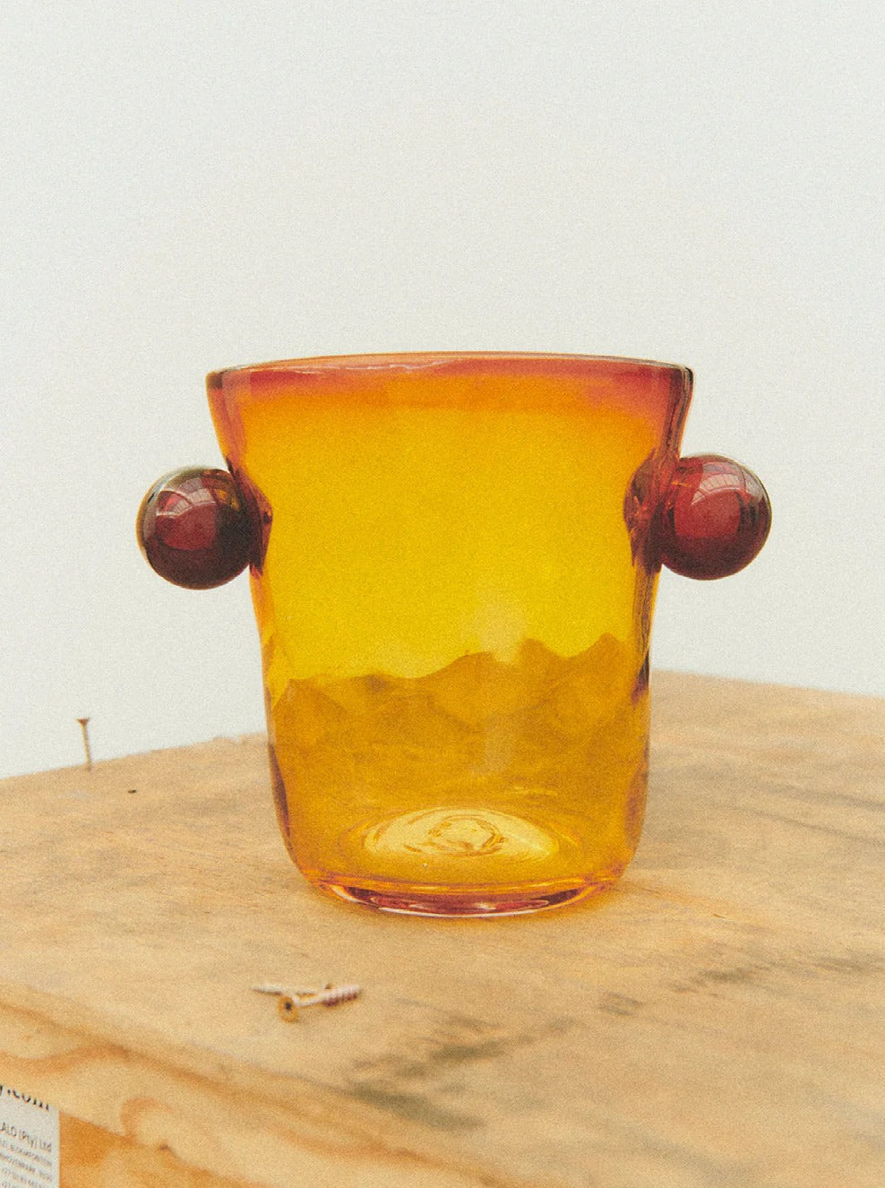 Mouthblown Oliver Vase — front view on wooden surface