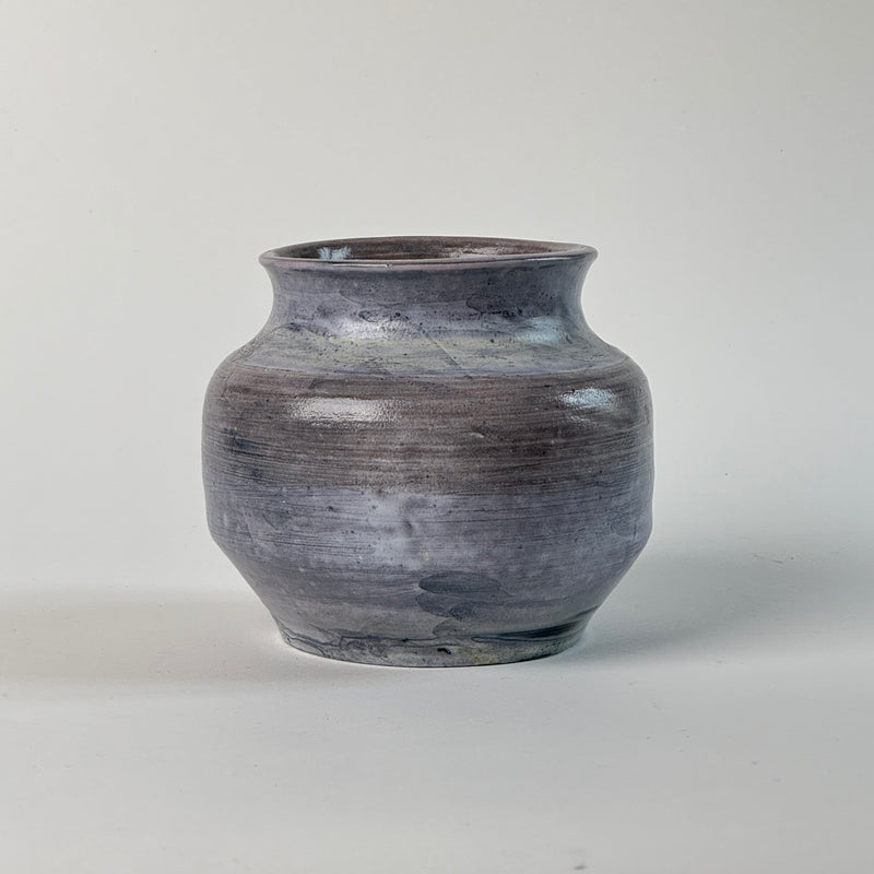 Vintage brutalist ceramic vase with mottled gray glaze, France 1960s