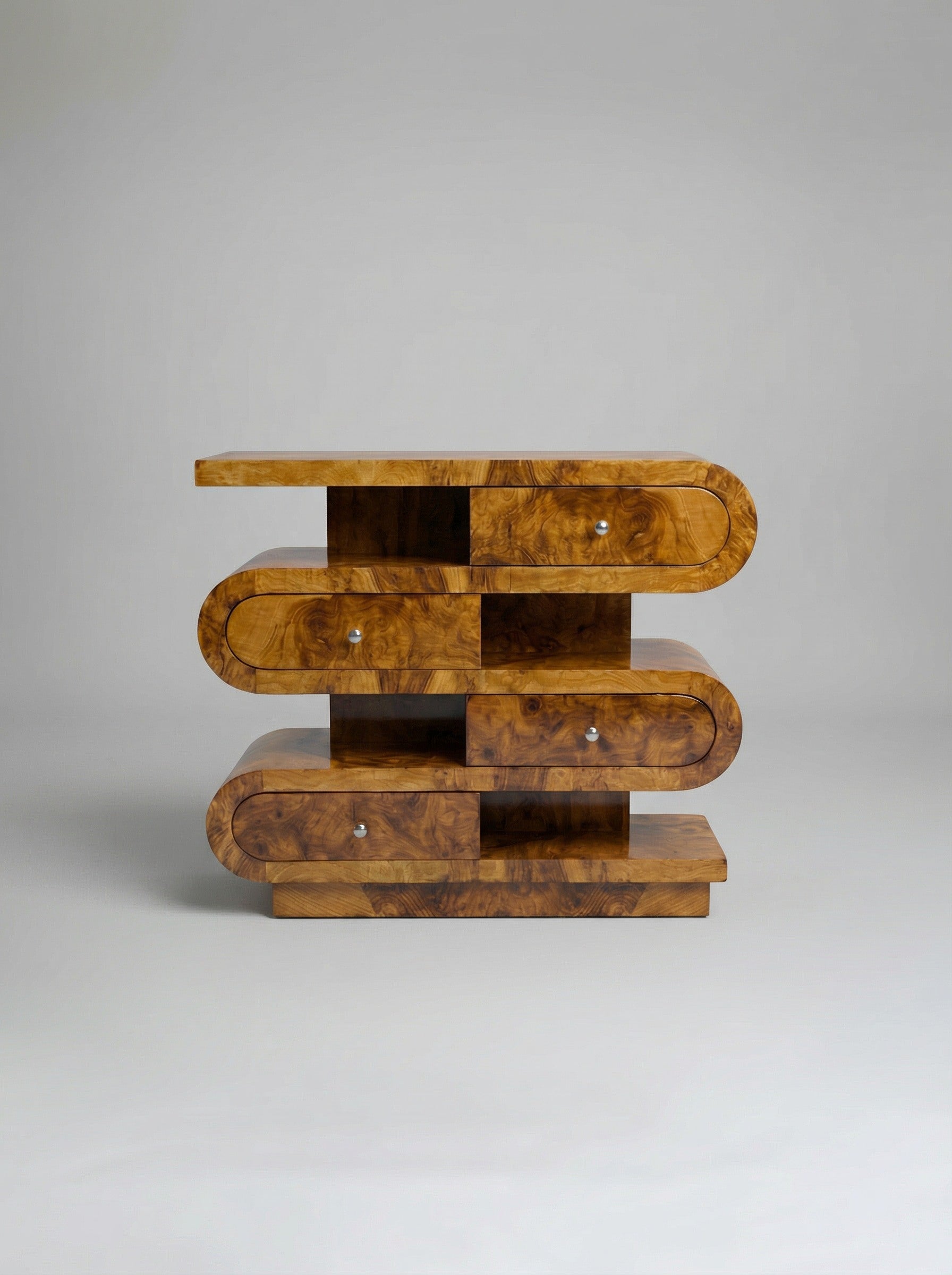 Hebi Drawers' Olive Burl Wood Console by Meola Interiors | The Oblist — handcrafted olive burl wood