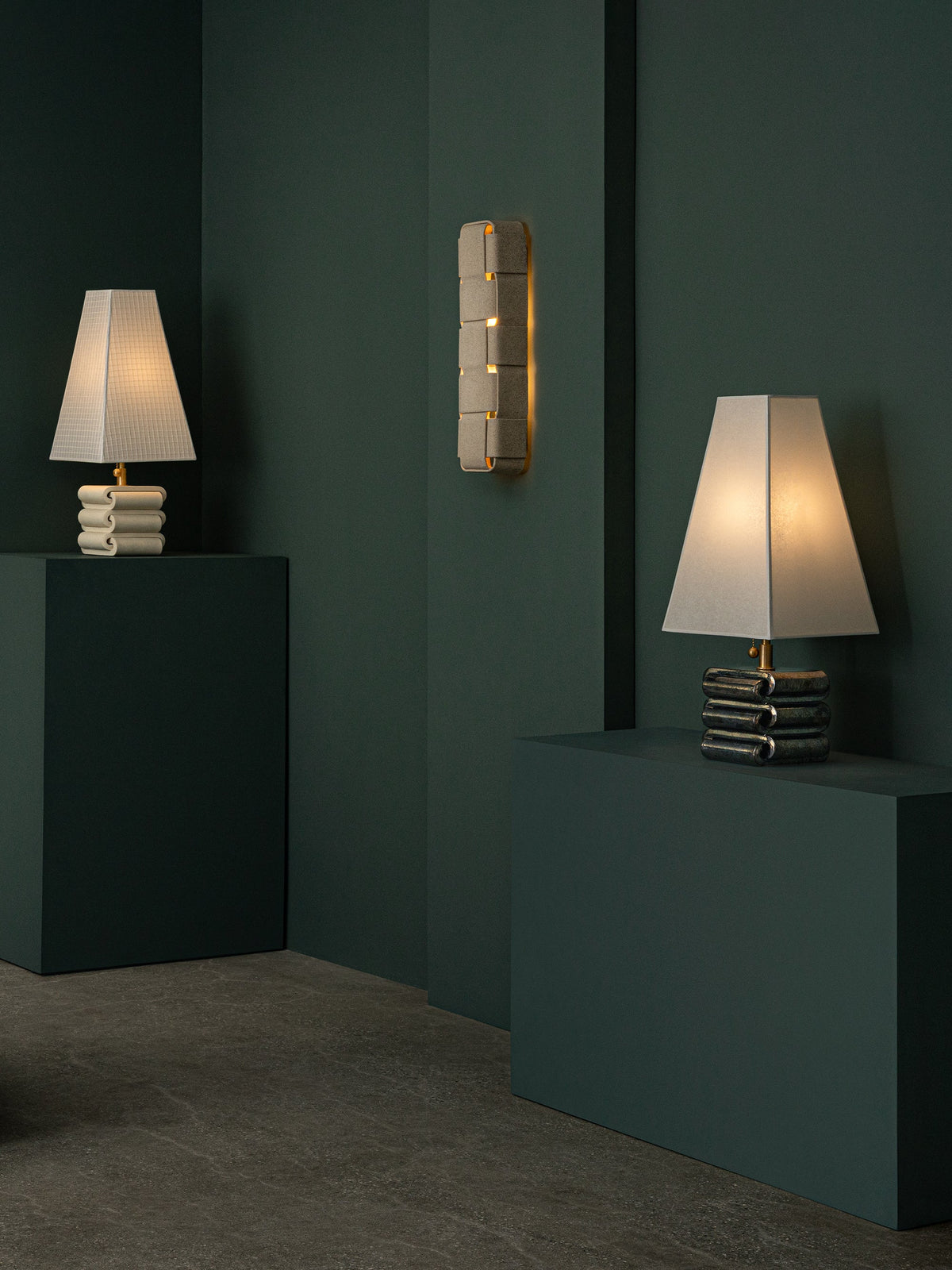 Gio Table Lamp, Graphite / Kraft Shade — close-up