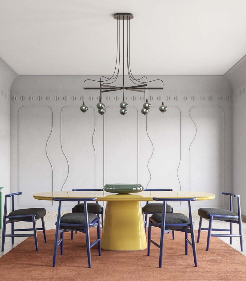 SkLO Drape Arm 8 Chandelier - Olivin glass, Dark Oxidized finish — additional view