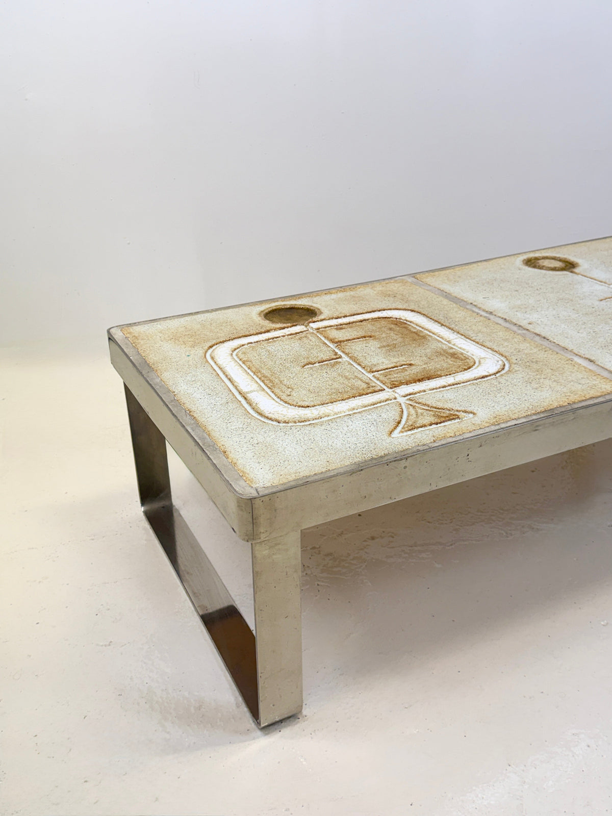 Ceramic and Chrome Coffee Table — Jean Gregorieff — detail view
