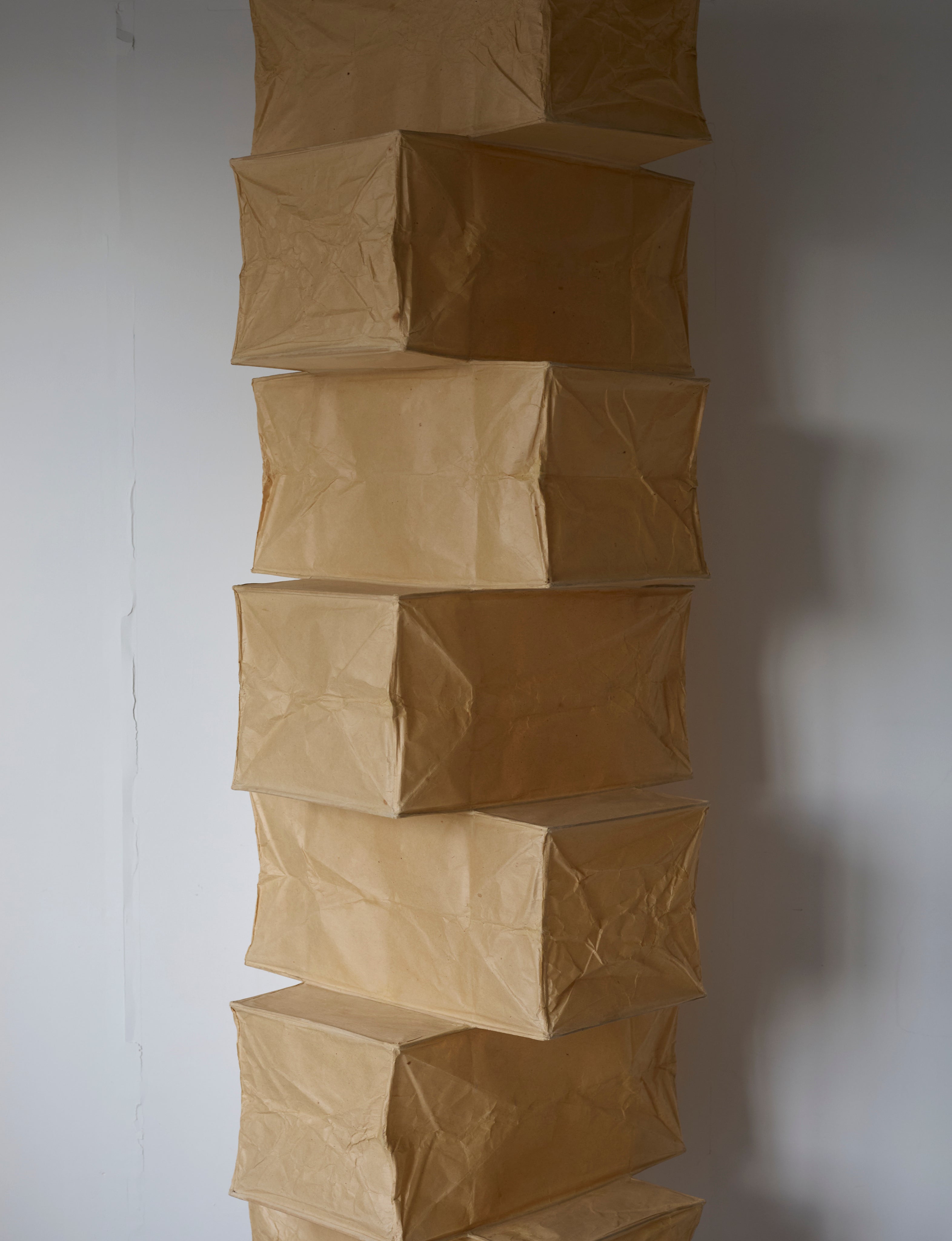 Rare Early Isamu Noguchi Akari 30P Pendant Light Sculpture Circa 1971 — close-up of textured paper surface
