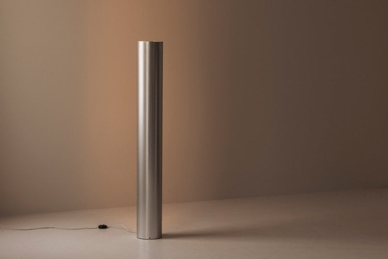 Sculptural metal tube floor lamp, Italy 1960s — lifestyle setting
