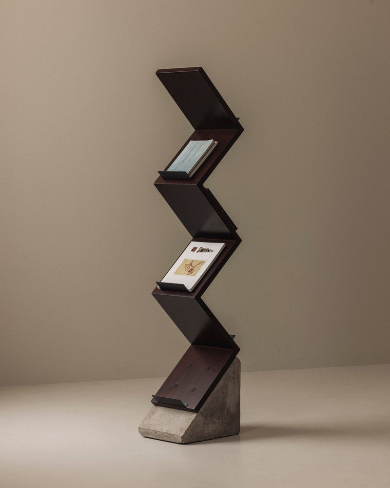 Magazine ‘Zink’ shelf by Jonas Bohlin for Källemo, Sweden 1984 — detail view