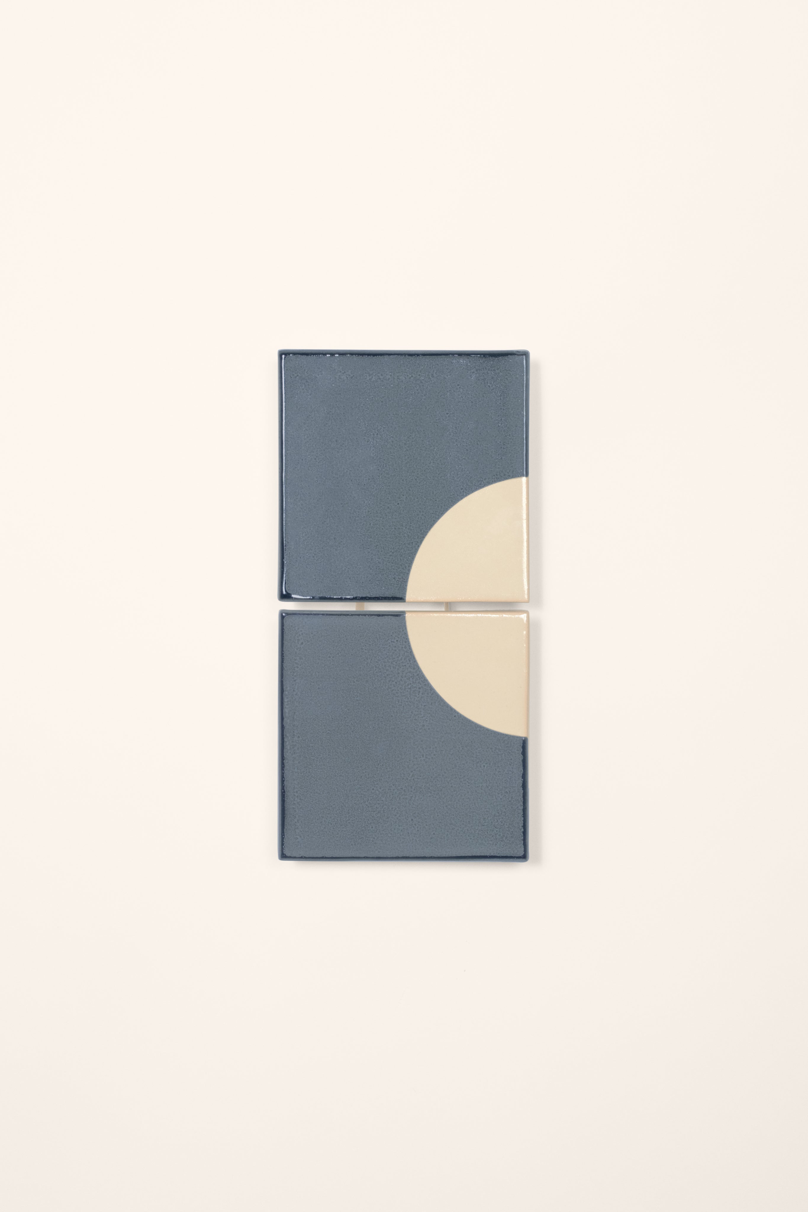 Tiles Moon B — side view of ceramic wall lamp in blue and cream