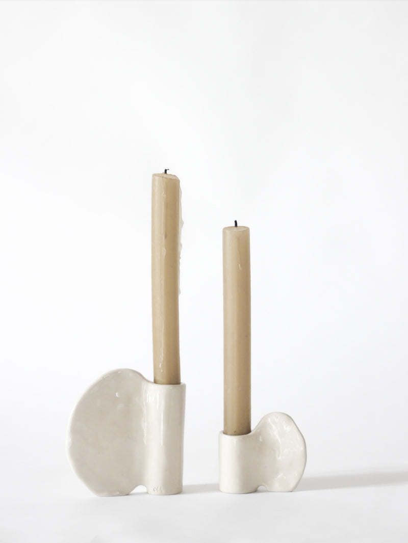 Candleholder in Stoneware with wing by Céju | The Oblist — white stoneware, modern design