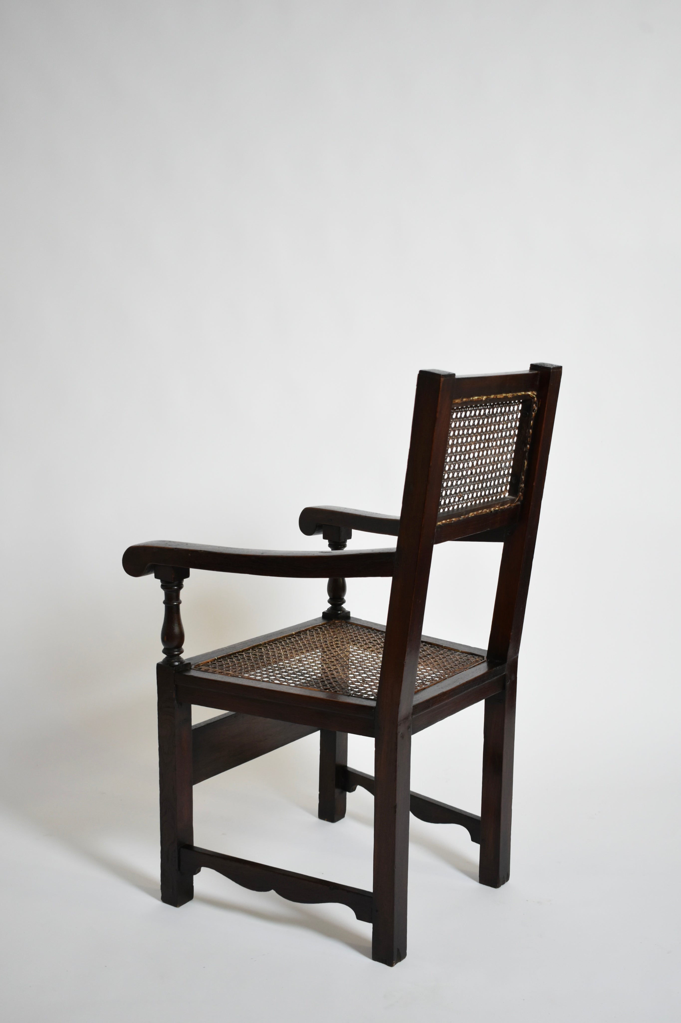 Pair of Turned Wood and Cane Armchairs, 1910s