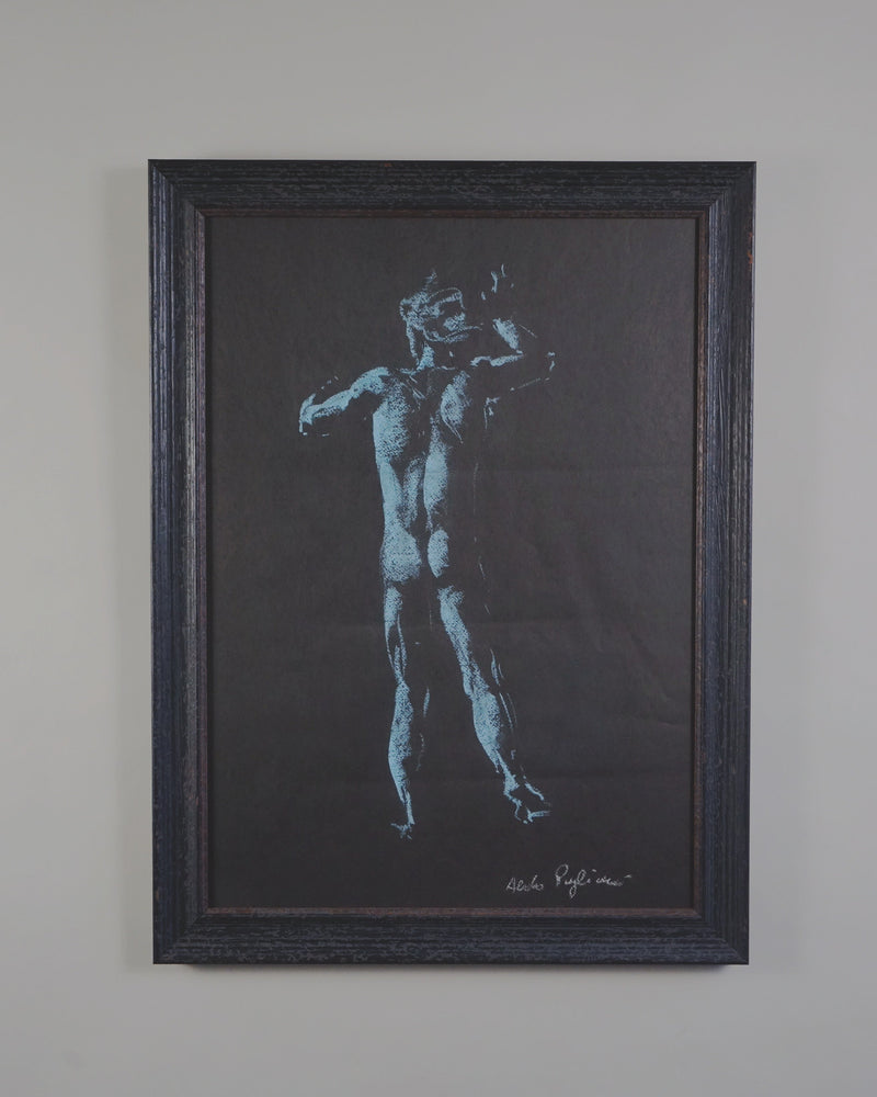 Italian Chalk Drawing — Male Figure 1981 by Myakin | The Oblist — chalk on dark paper