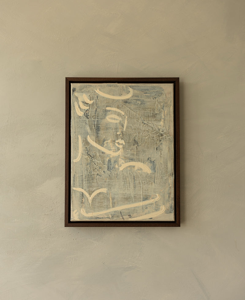 Abstract painting HERS with cream brushstrokes on textured canvas