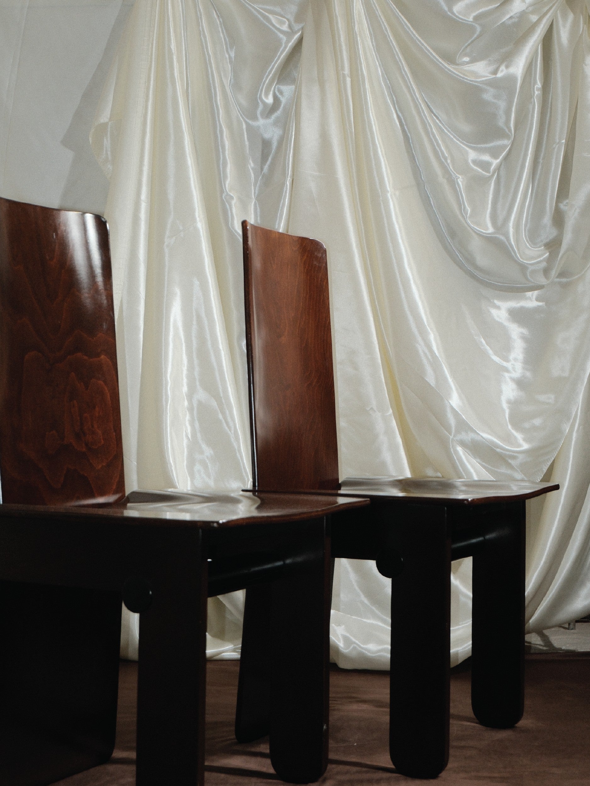 Carlo Scarpa Set of 4 Dining Wood Chairs — additional view