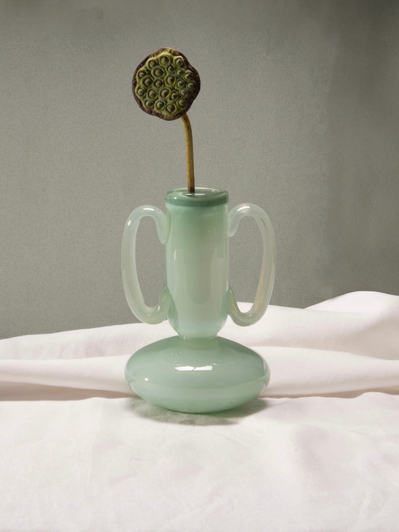The Vase 02 by OOG OBJECTS | The Oblist — glass, mint green color