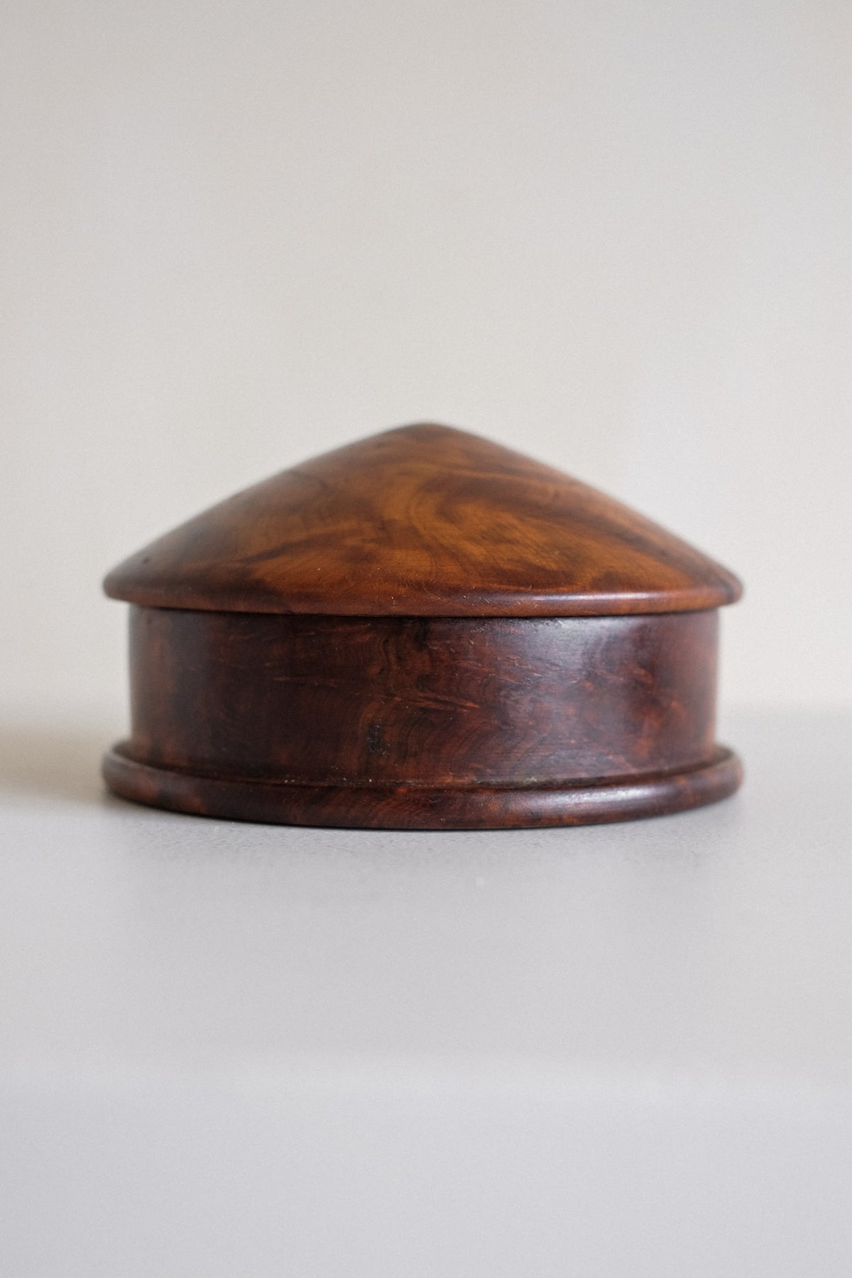 Vintage Burl Wood Trinket Box — lifestyle setting