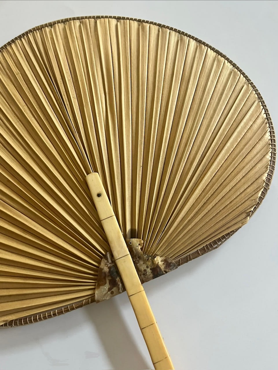 Antique Palm Leaf Fan — detail view