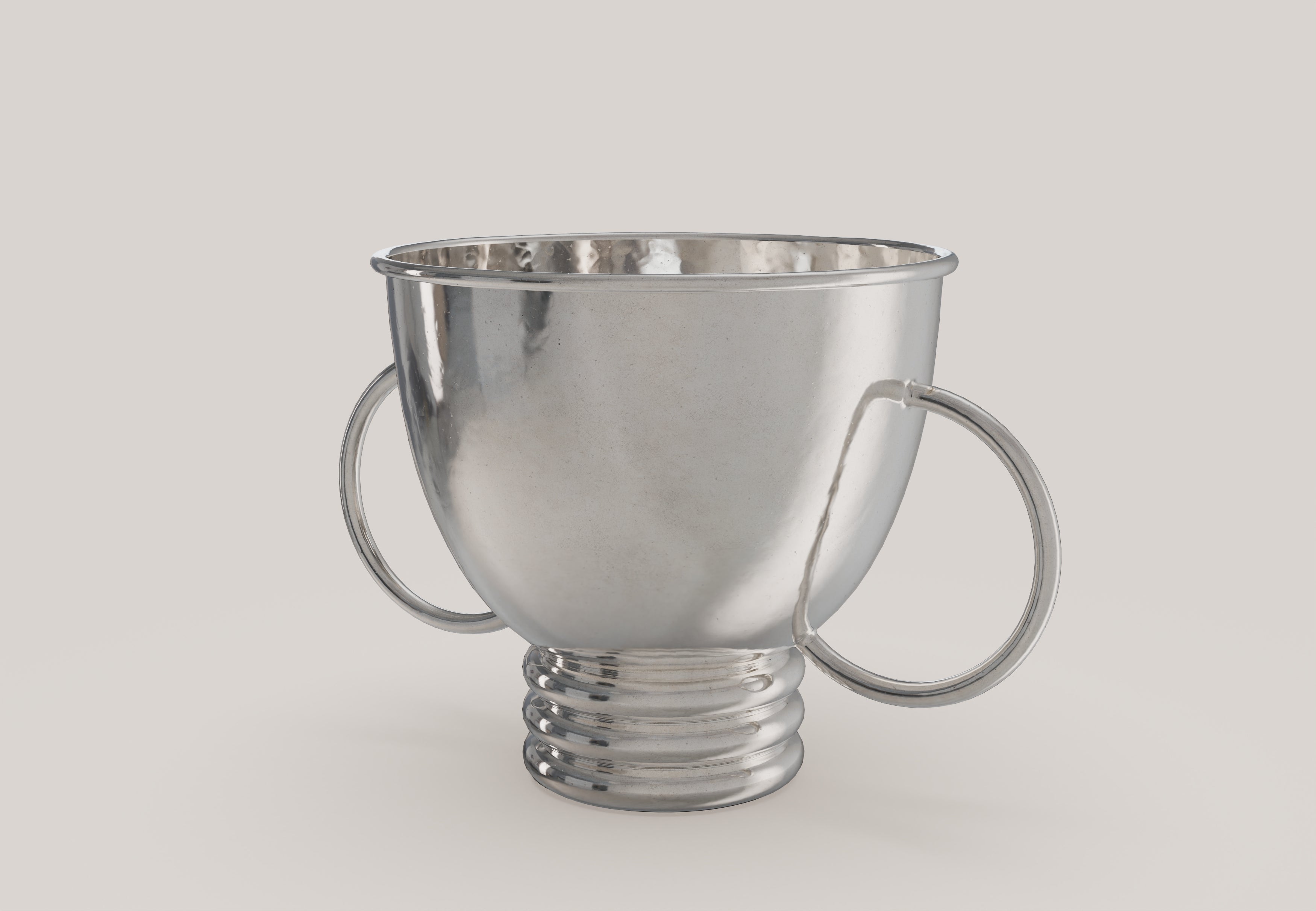 ECHO V2 Wine Bucket for Three Bottle in Pewter — back view highlighting smooth metallic finish