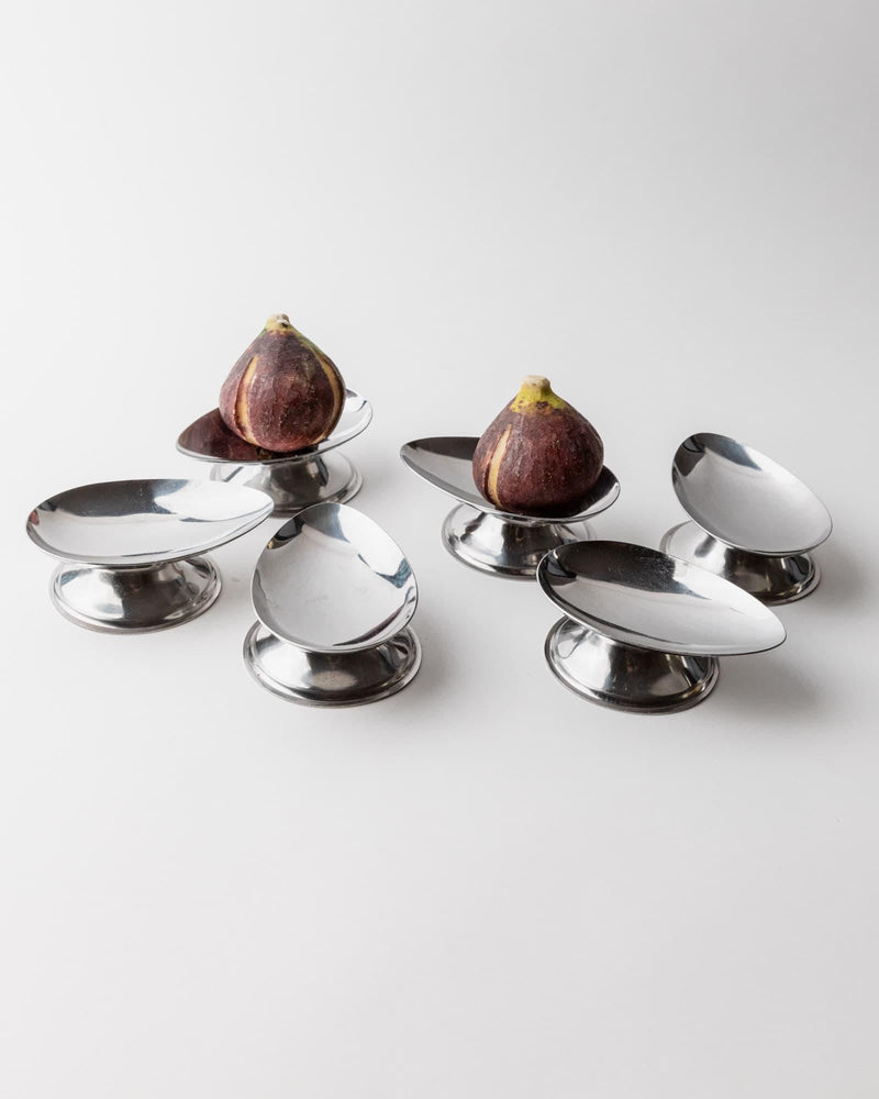 1970s Stainless Steel Bowls, Set of 6 — close-up with figs on polished surface