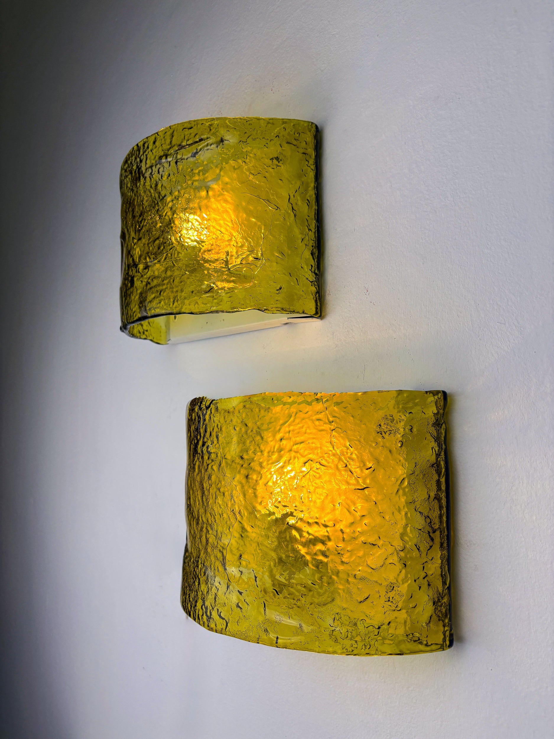 Pair of Carlo Nason for Mazzega Murano Glass Wall Sconces, Italy Circa 1970s — detail view
