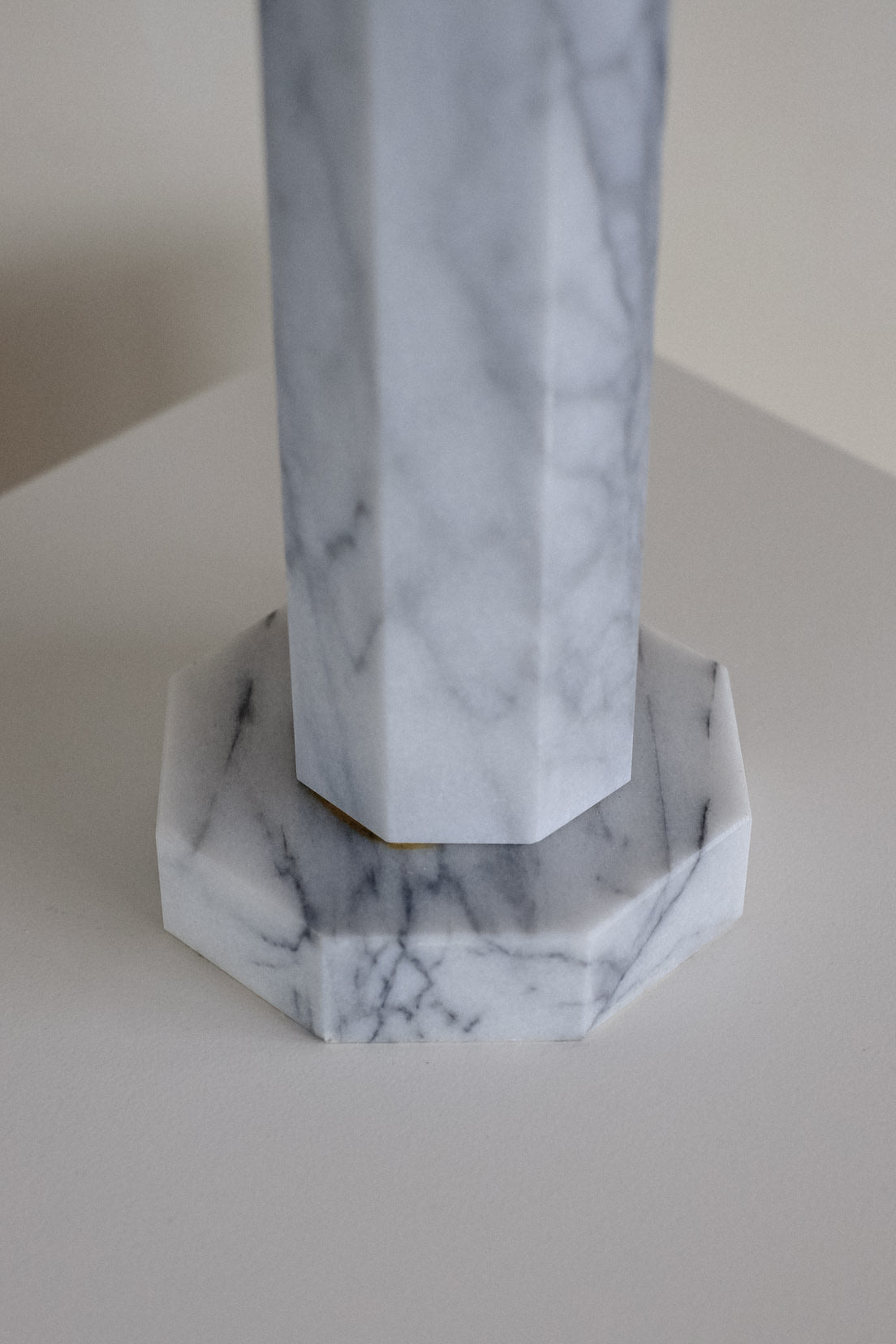 Marble Table Lamp — close-up of octagonal marble base