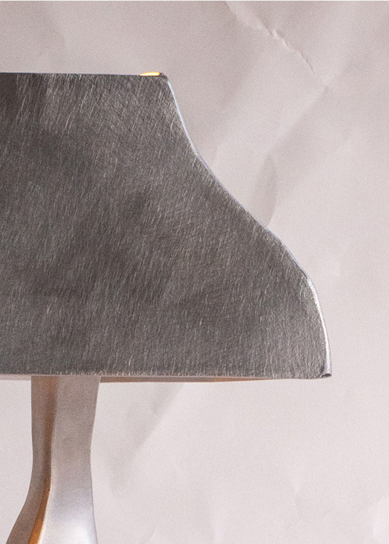Aluminum 'Paper' Lamp — close-up of brushed aluminum shade