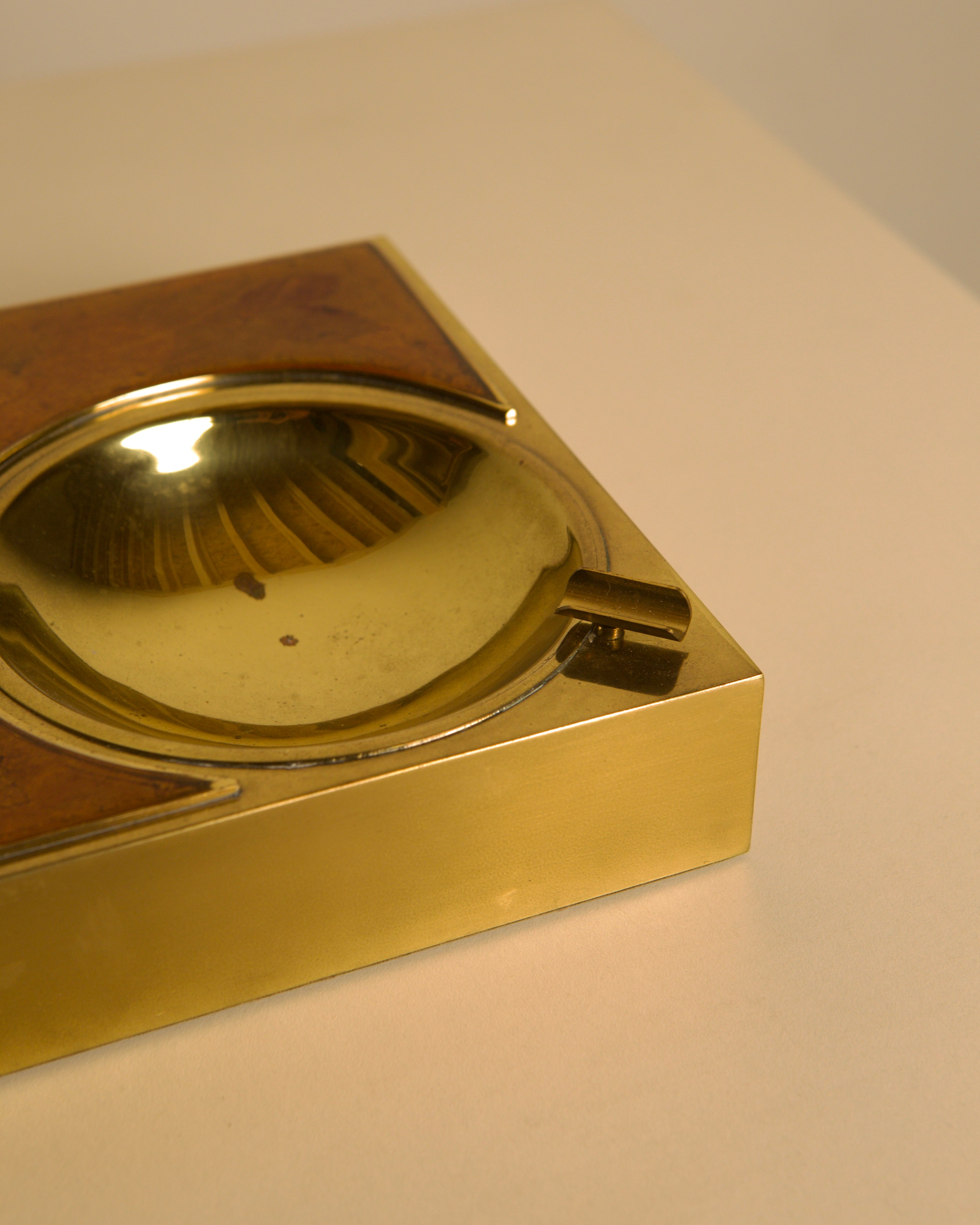 Italian Brass & Floral Resin Ashtray 1960s — lifestyle setting