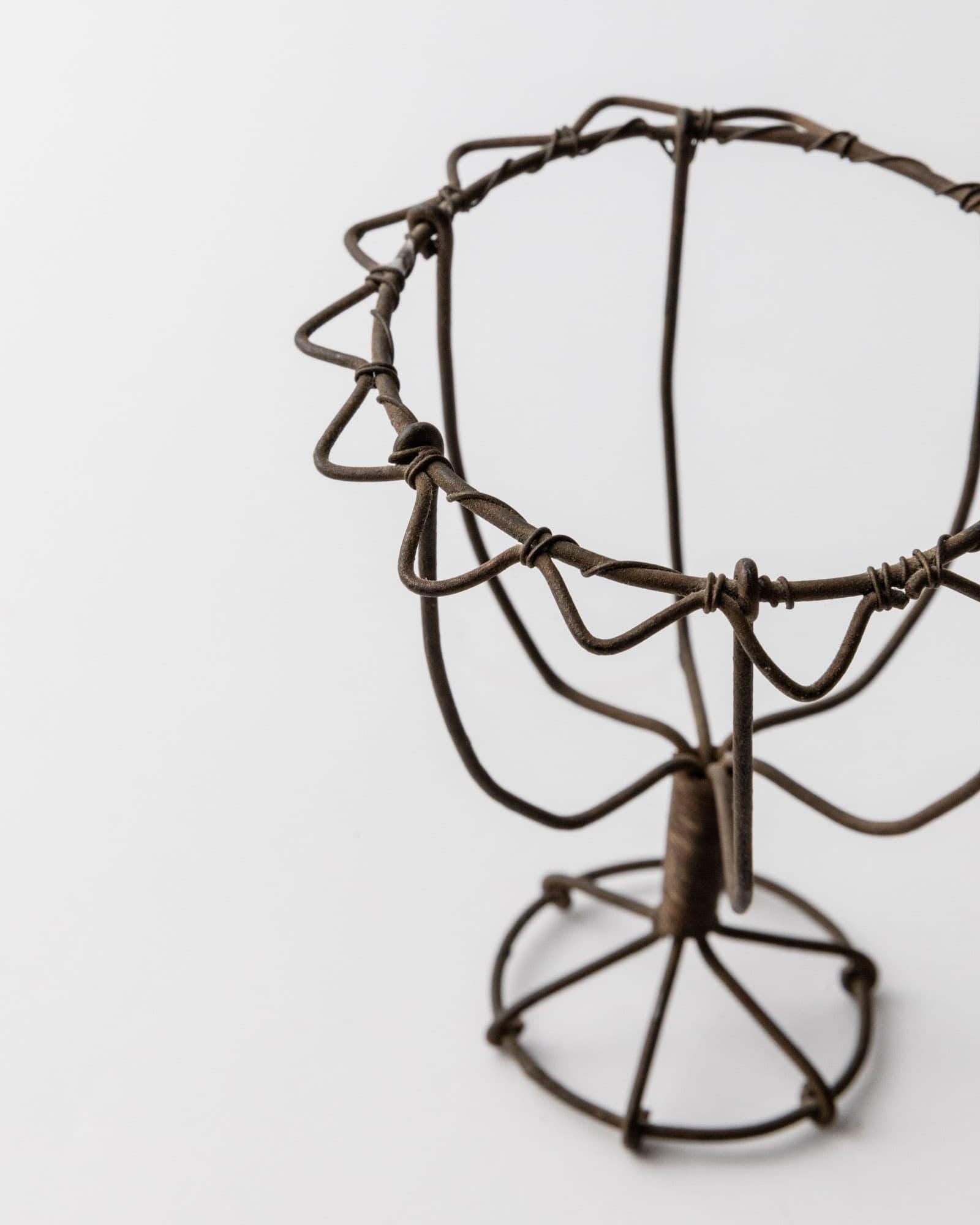 Antique 1850s Iron Wire Candleholder Set of 2