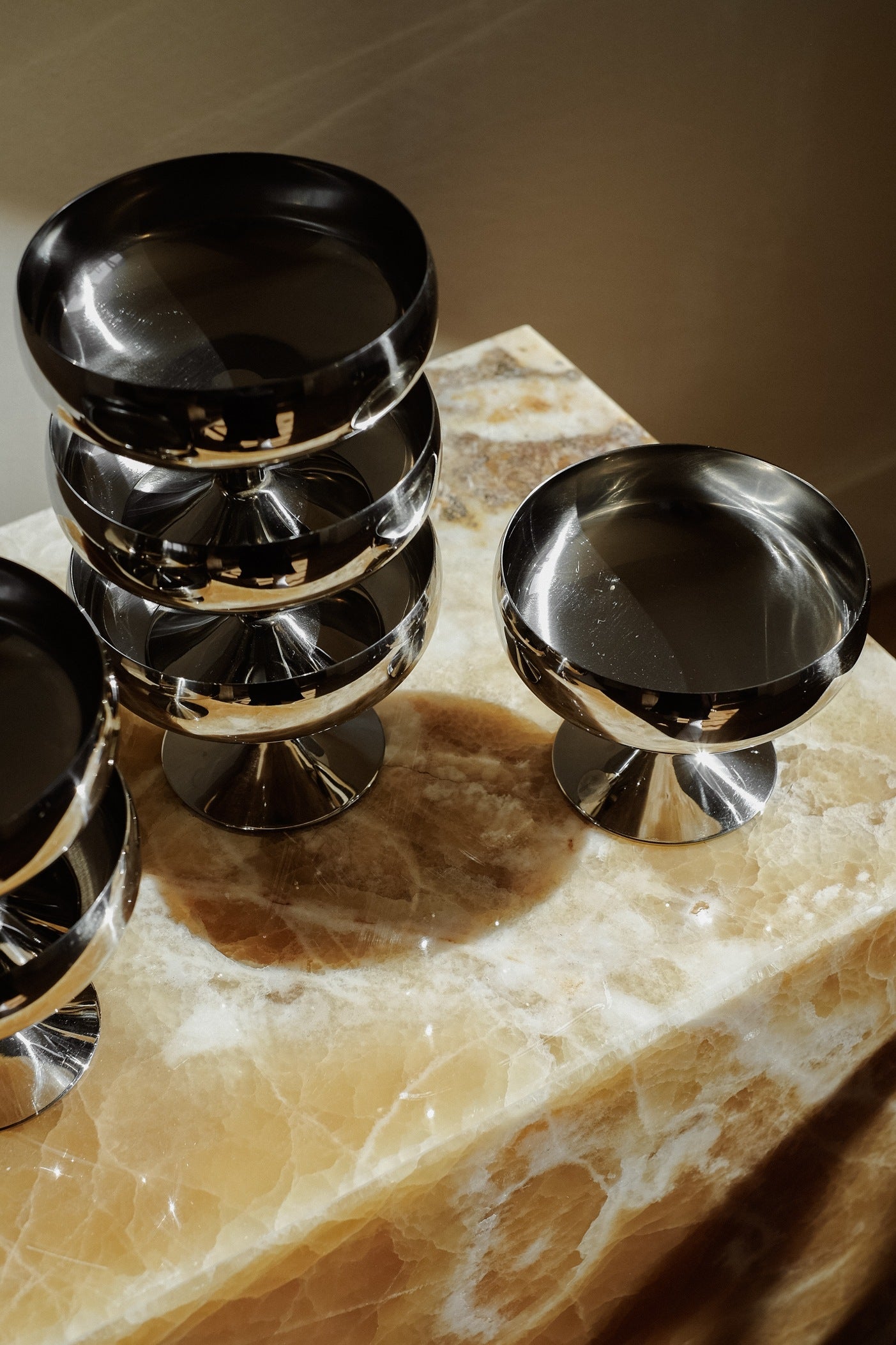 Set of 6 Italian Ice Coupes  — side angle