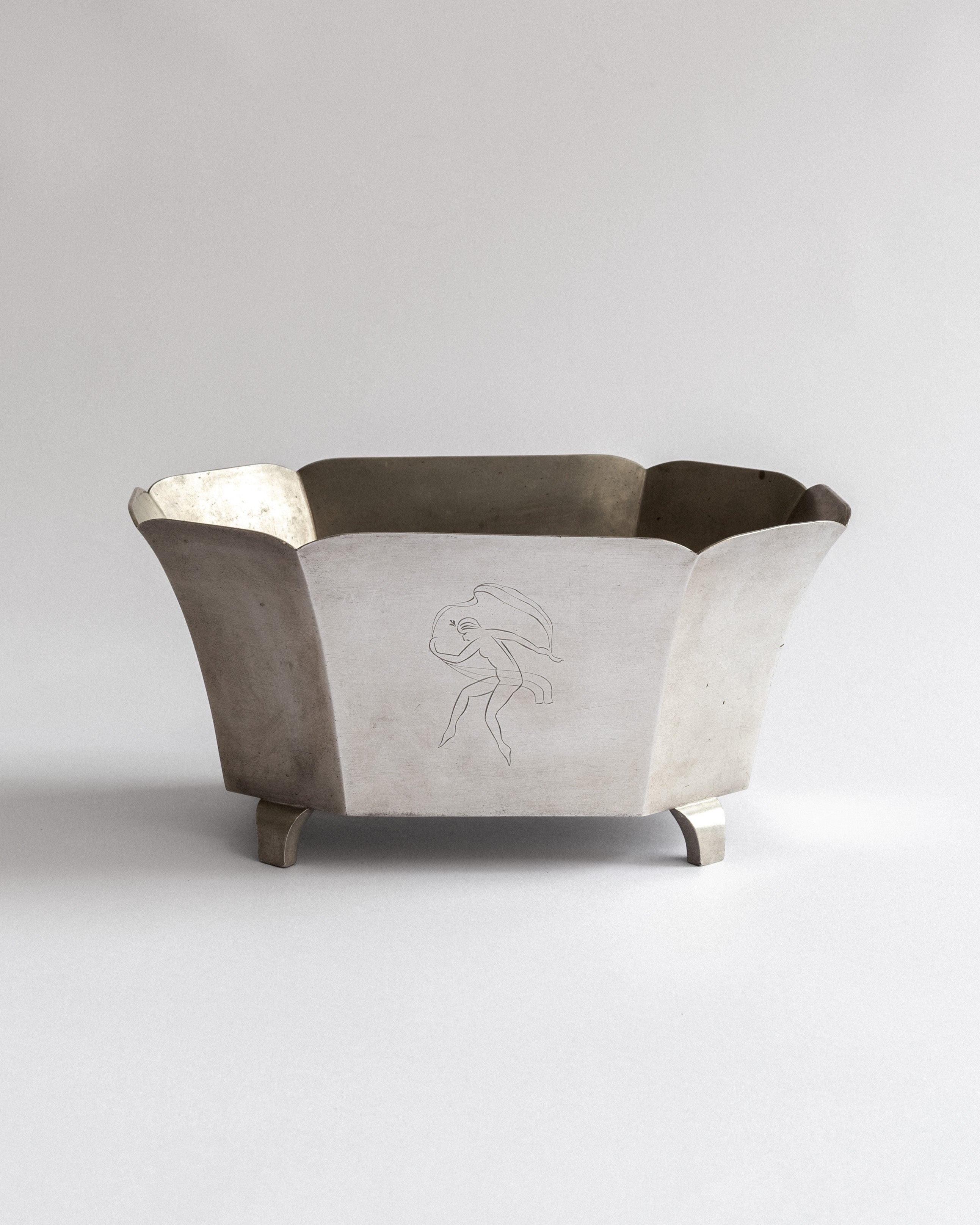 Art Deco Pewter Jardiniere, 1930s, Sweden — side angle
