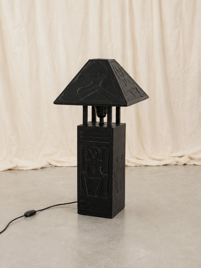 Vintage Table Lamps in Wood - 1970s African Collection — side angle