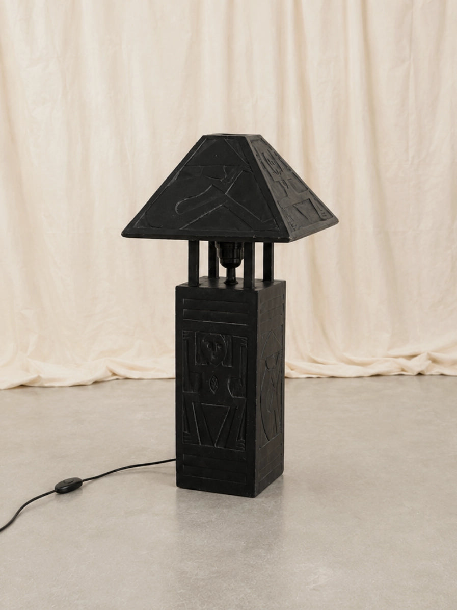 Vintage Table Lamps in Wood - 1970s African Collection — side angle