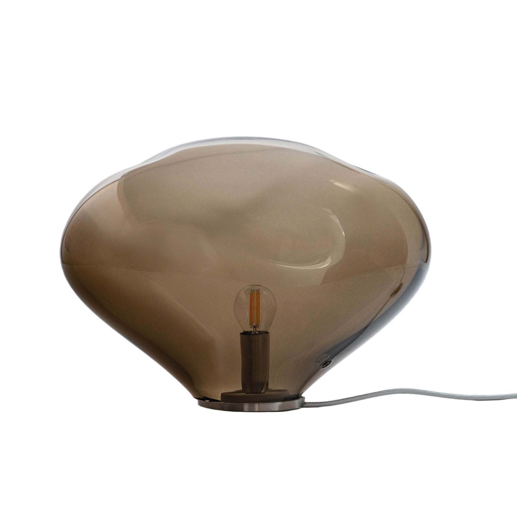 HAUMEA AMORPH table lamp - size S (L: 26cm) - side view showing smoky glass shade