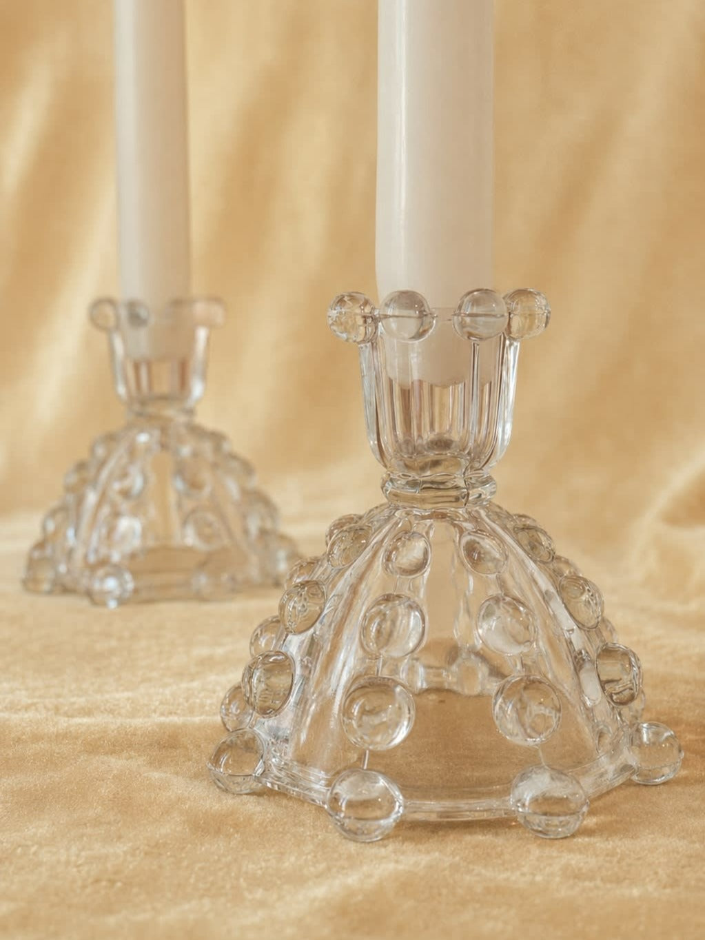 Set of 2 Candle Holders in Glass — lifestyle setting